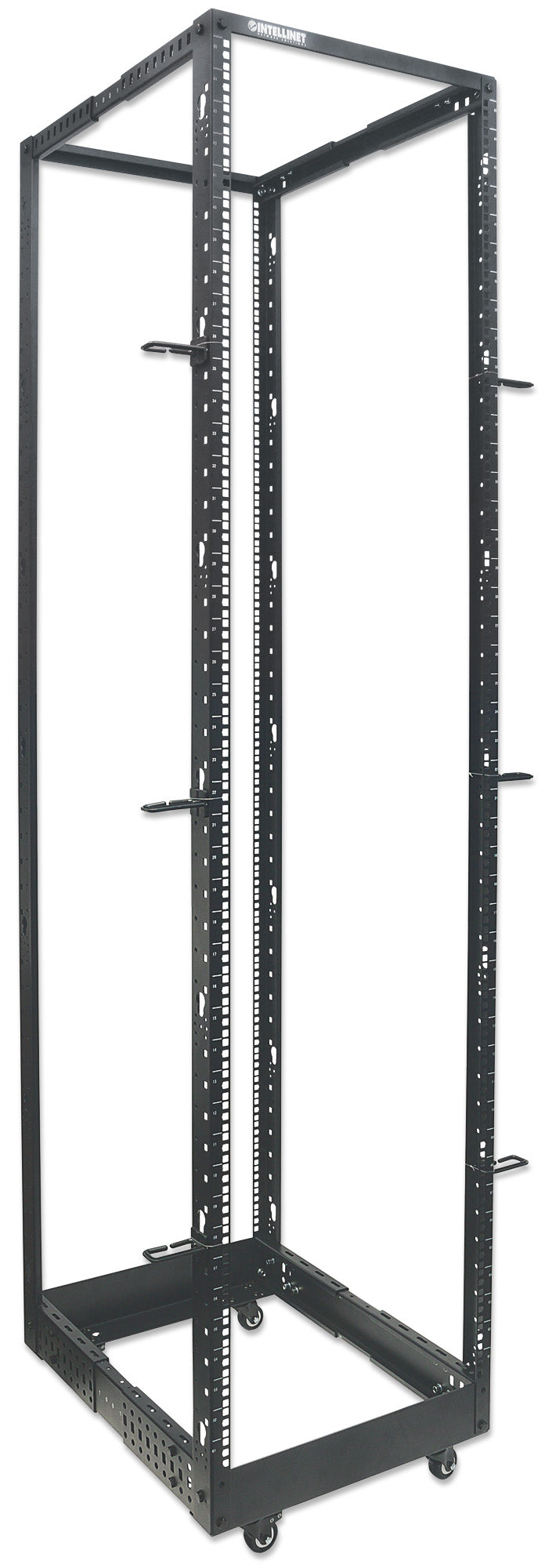Intellinet 45U 19" floor-standing 4-post open frame rack, black — view 2