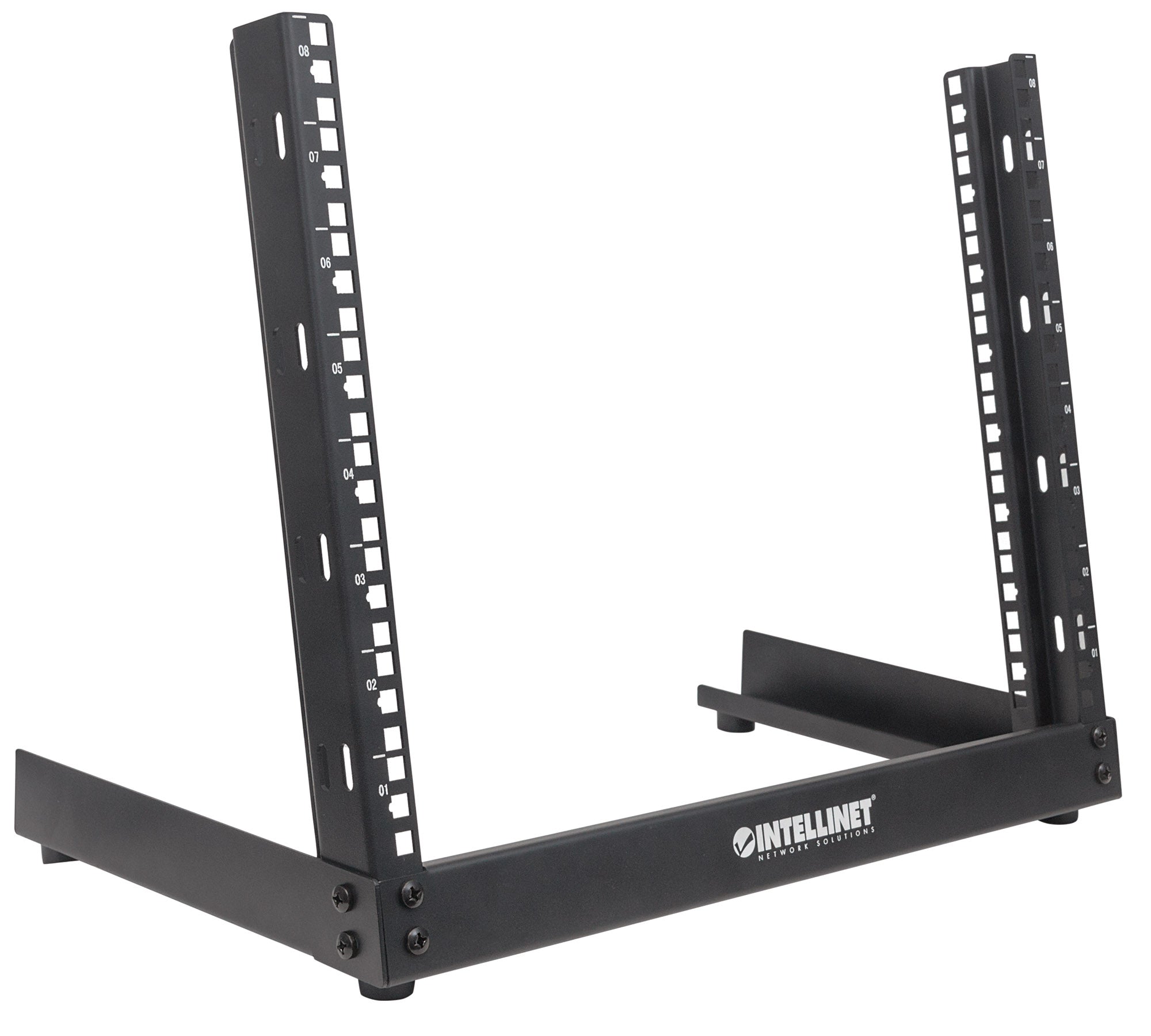 Intellinet 8U 19" desktop 2-post open frame rack, black — view 2
