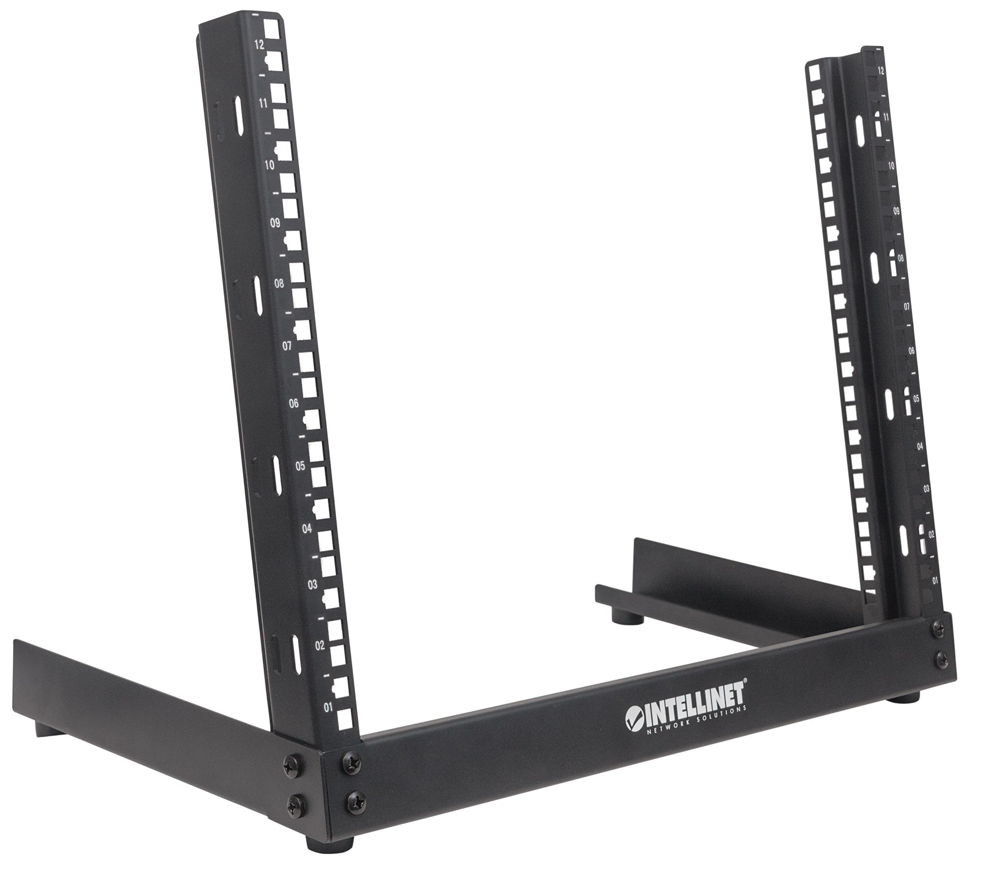 Intellinet 12U 19" desktop 2-post open frame rack, black — view 2
