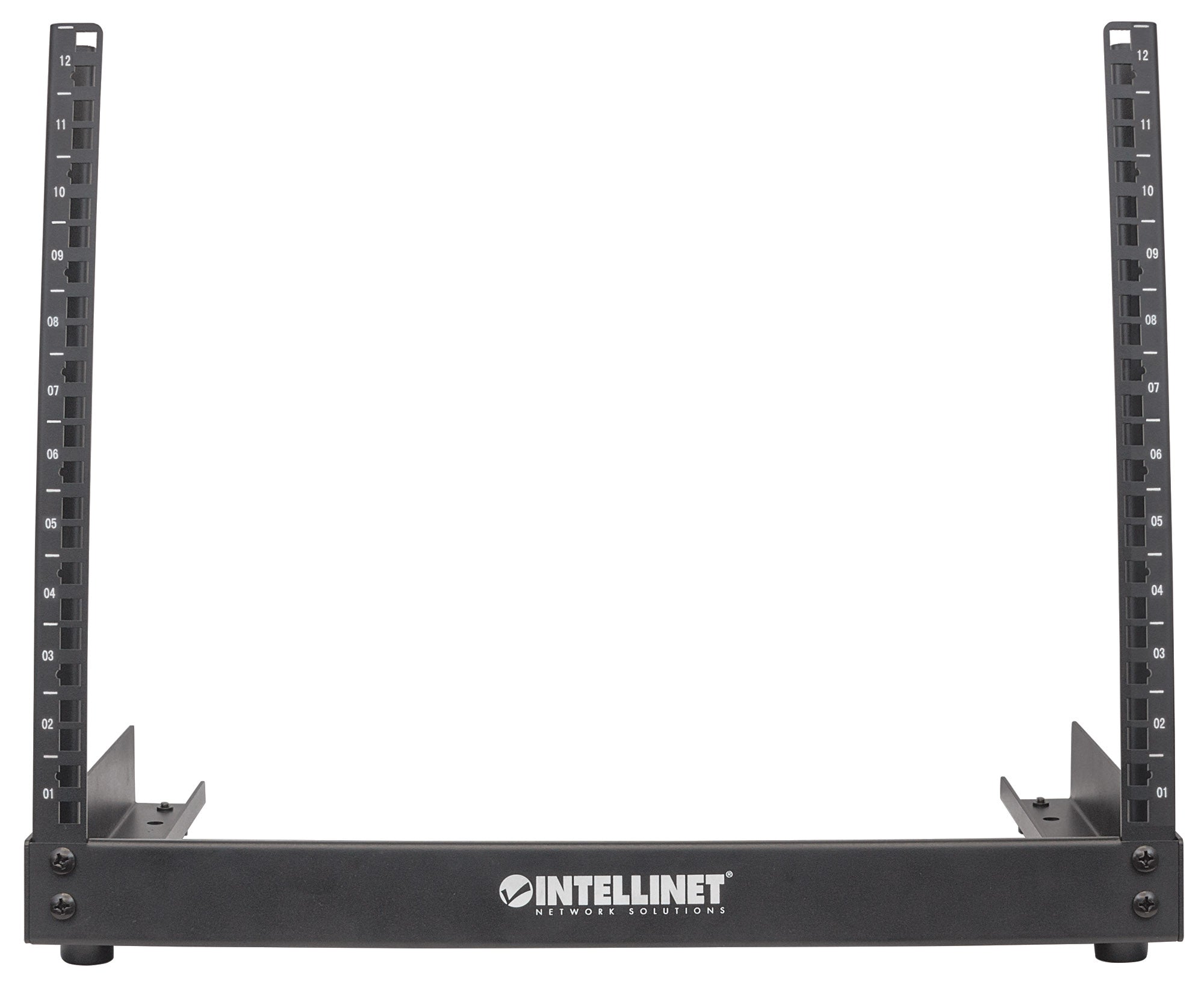 Intellinet 12U 19" desktop 2-post open frame rack, black — view 3
