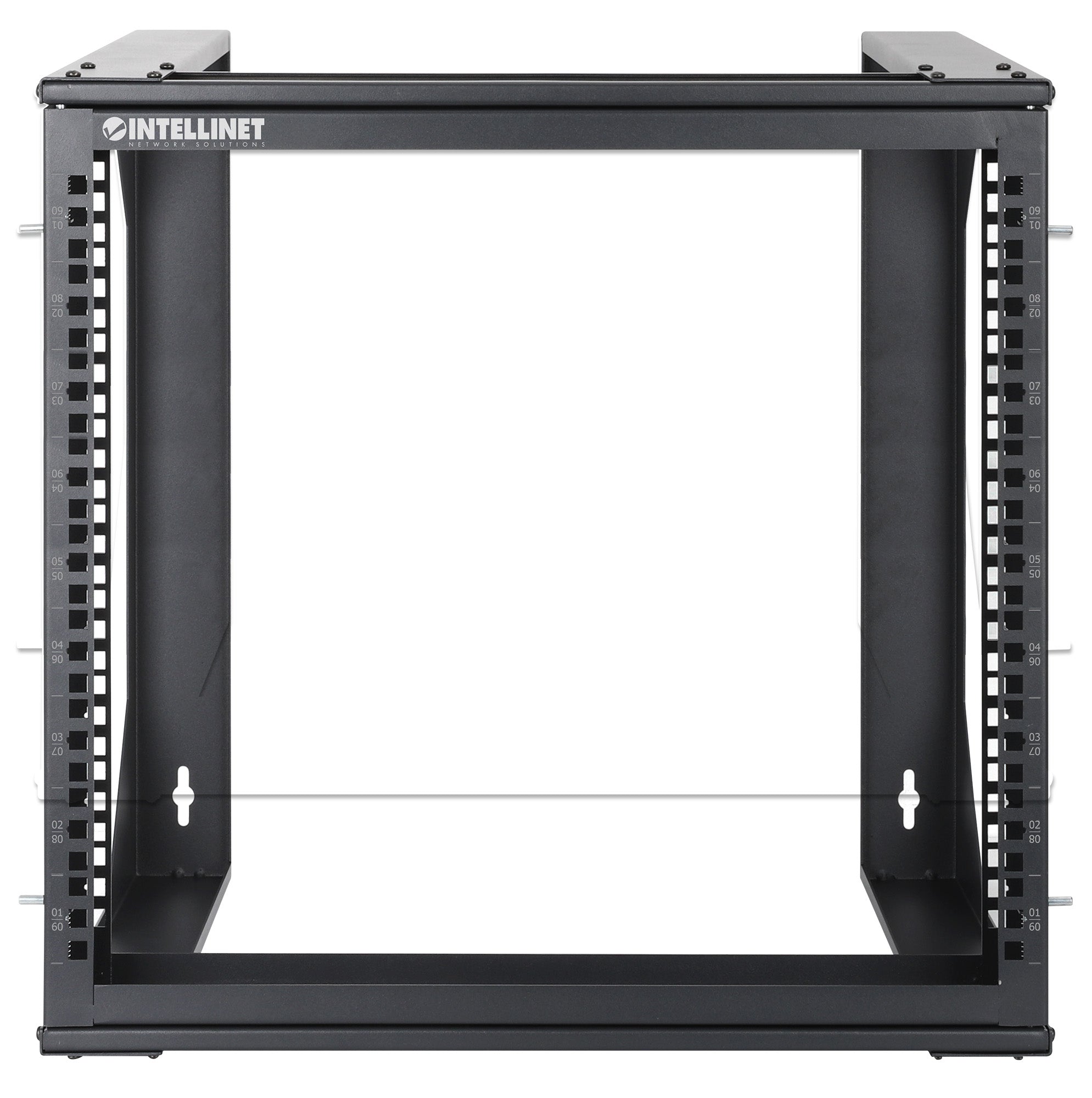 Intellinet 9U 19" wall-mount 2-post open frame rack, black — view 3