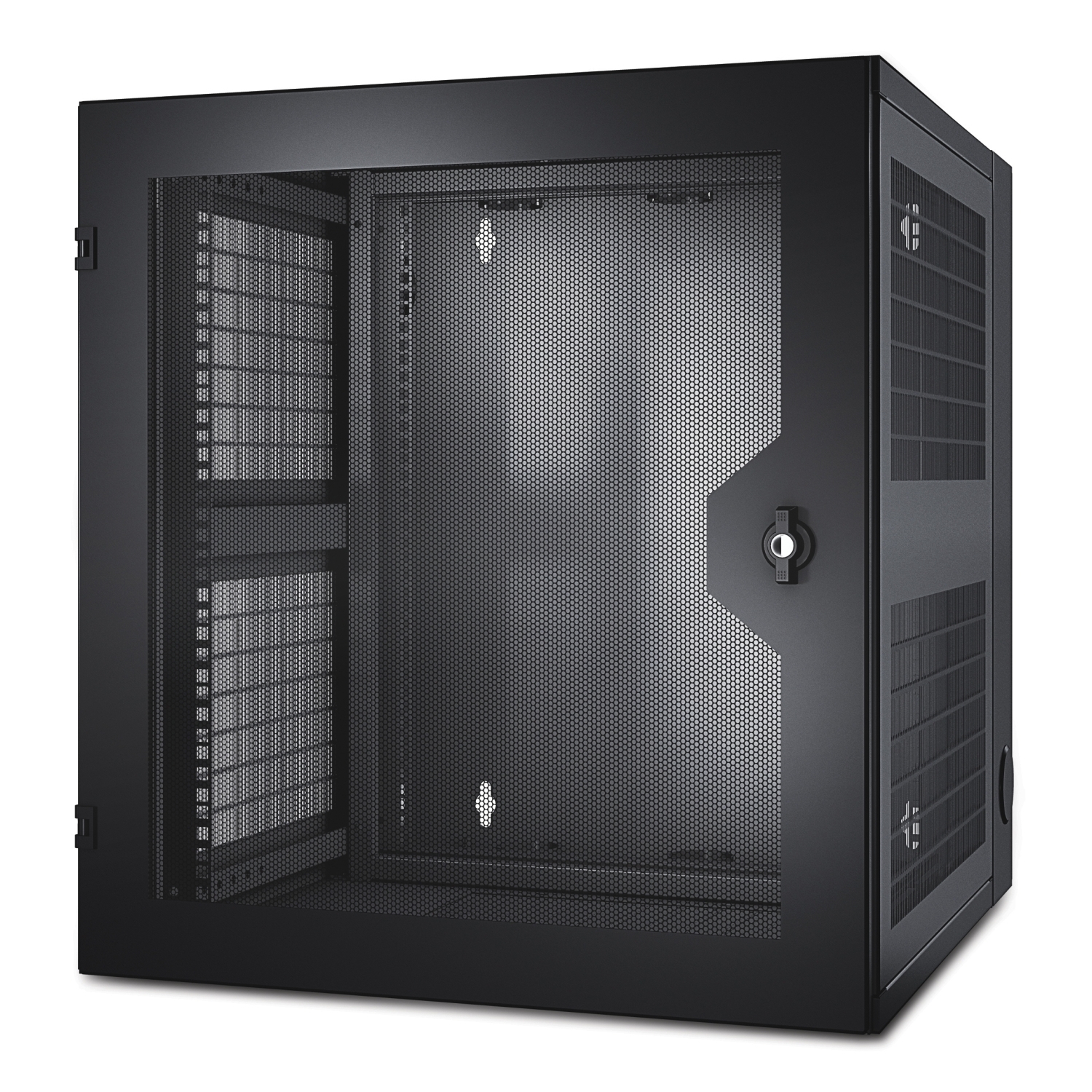 APC NetShelter WX 13U wall-mount cabinet, server depth, double-hinged, perforated door, black — view 2