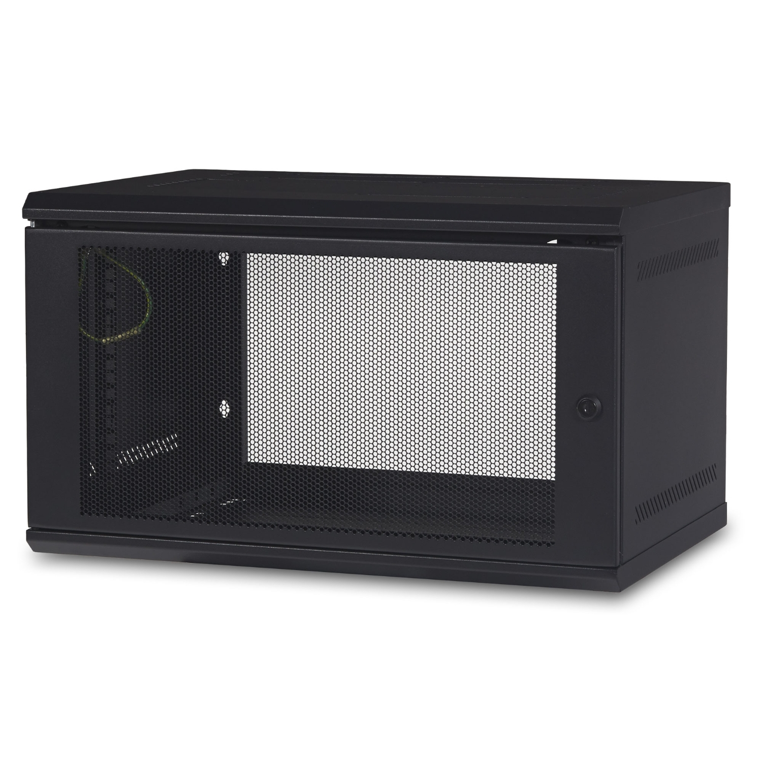 APC NetShelter WX 6U wall-mount cabinet, switch depth, perforated door, unassembled, black