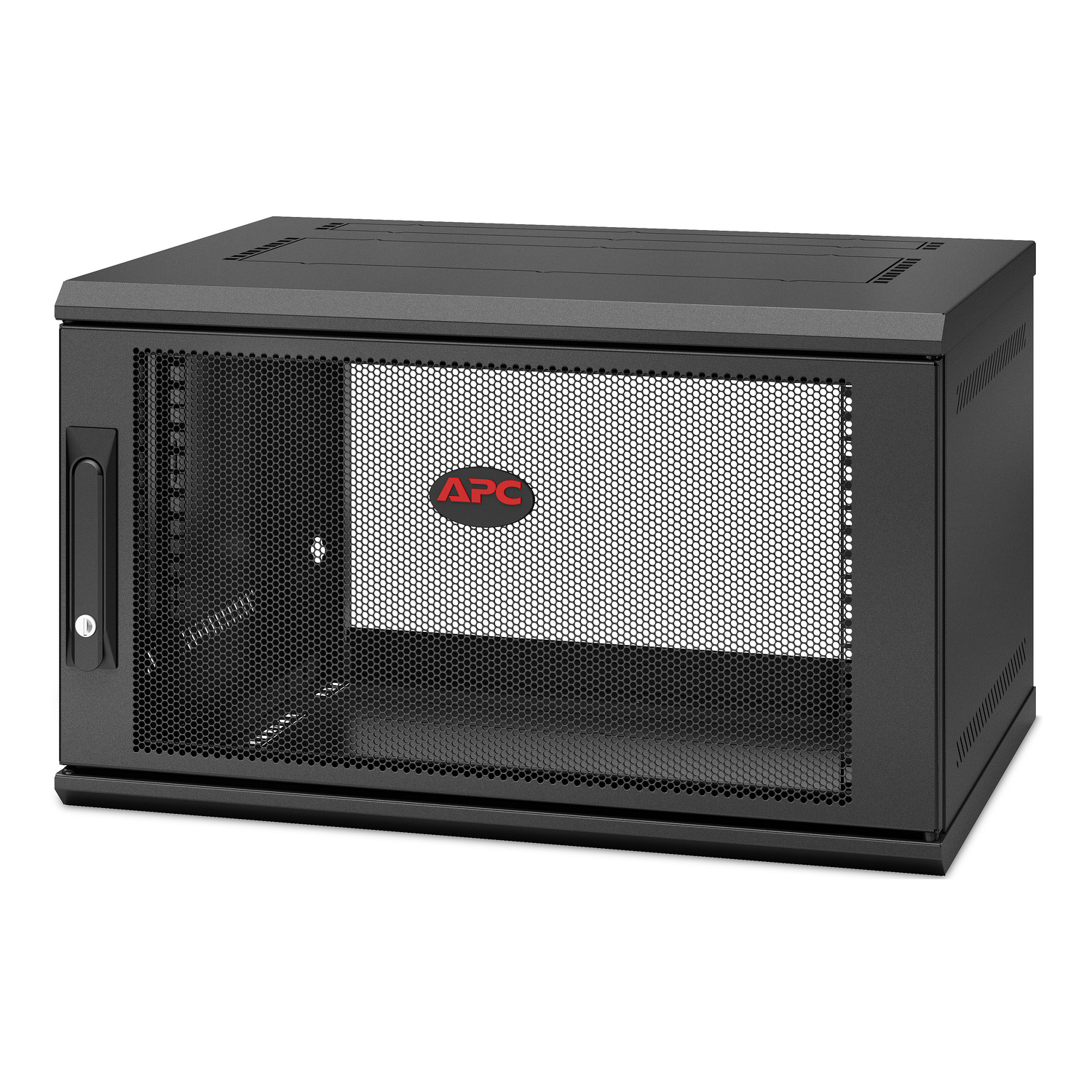 APC NetShelter WX 6U wall-mount cabinet, switch depth, perforated door, black