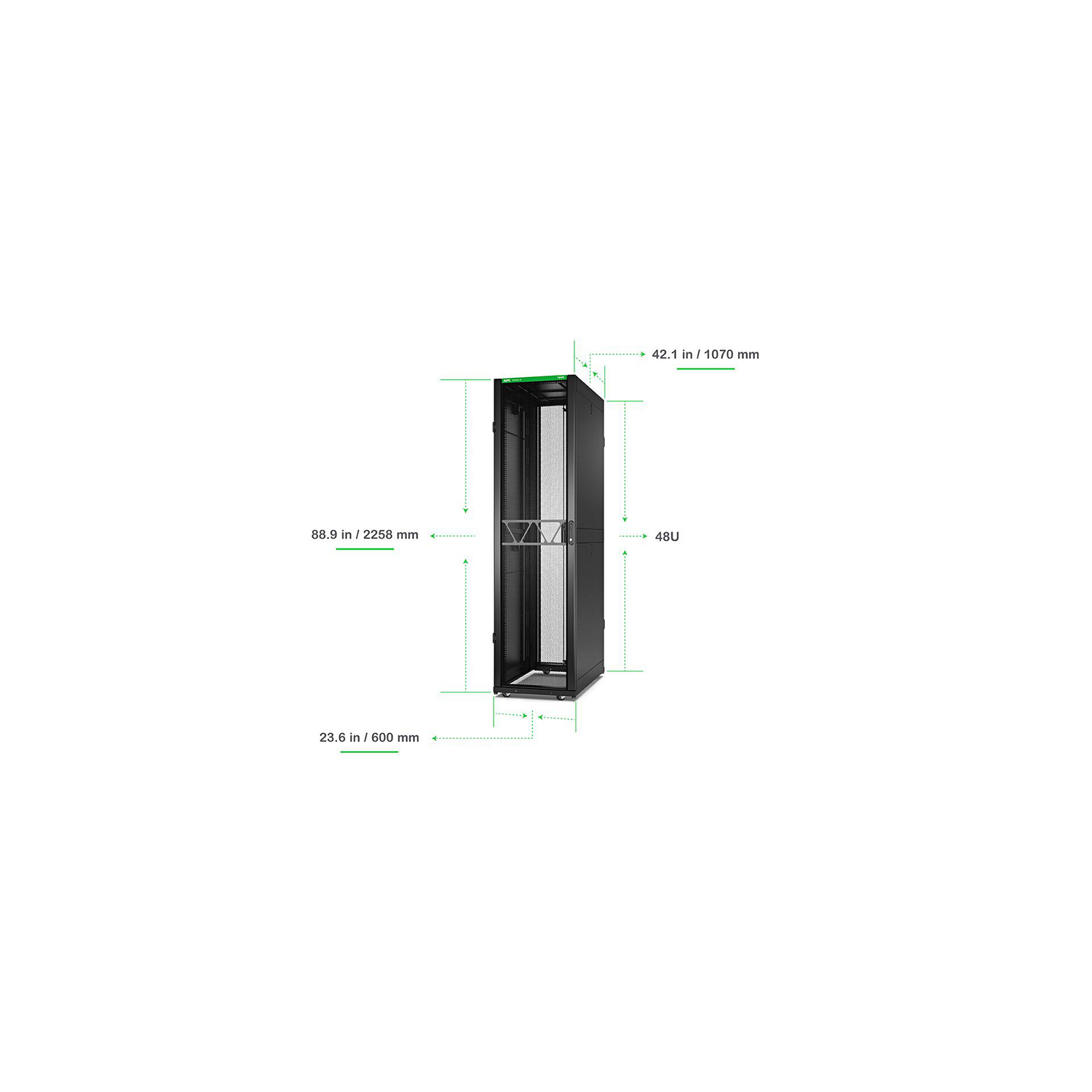 APC NetShelter SX Gen 2 48U 600 mm × 1070 mm server rack, with sides, black — view 2