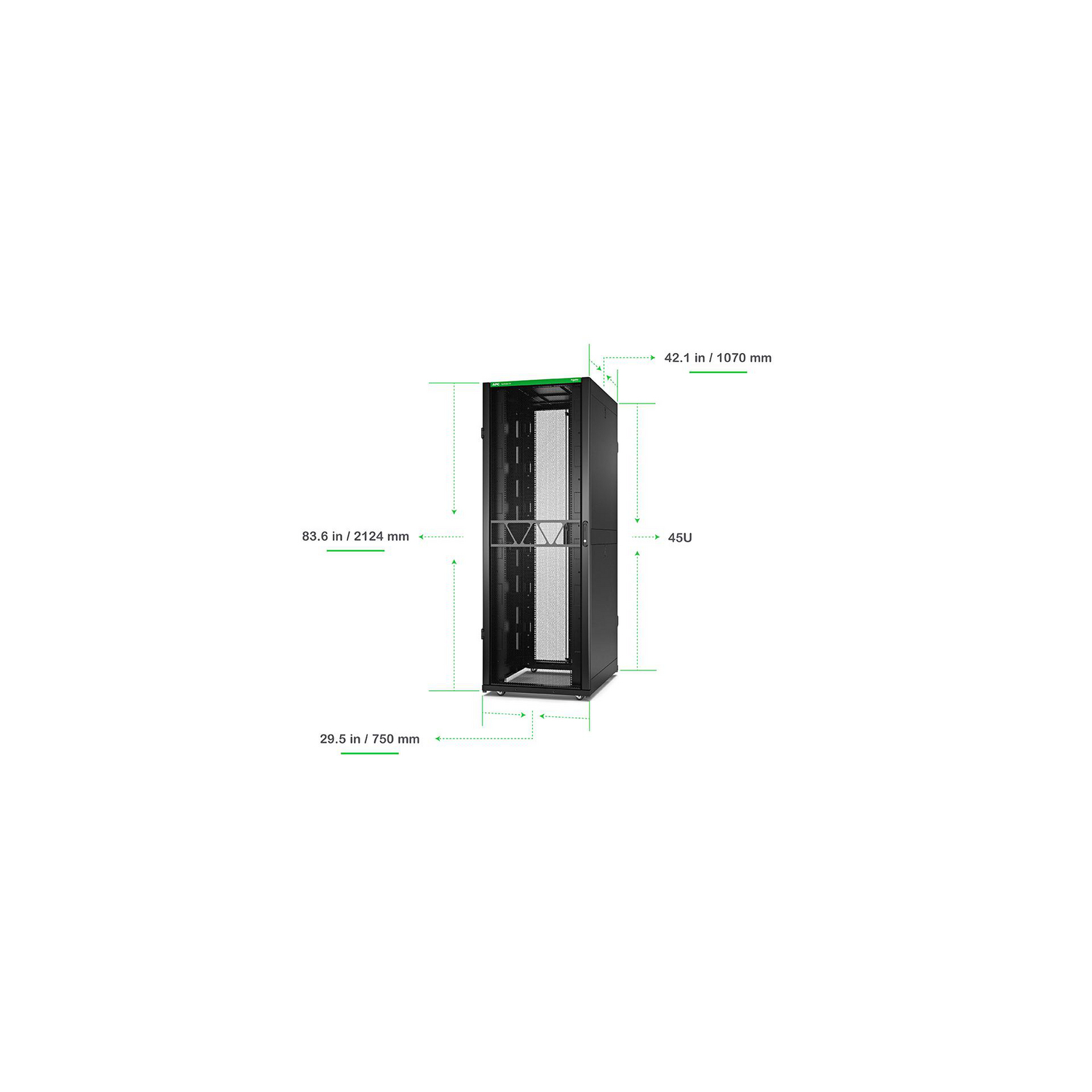 APC NetShelter SX Gen 2 45U 750 mm × 1070 mm server rack, with sides, black — view 2