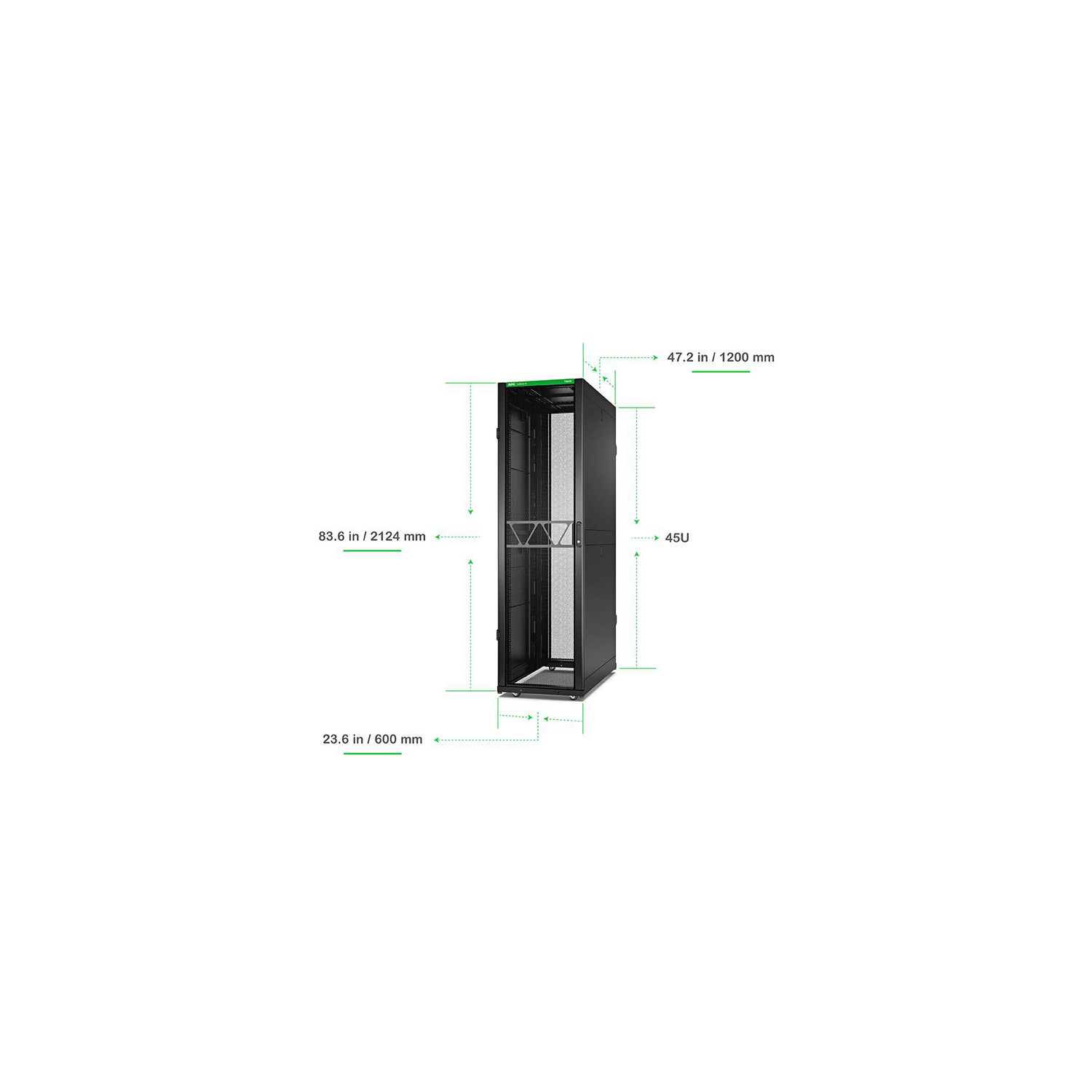 APC NetShelter SX Gen 2 45U 600 mm × 1200 mm server rack, with sides, black — view 2