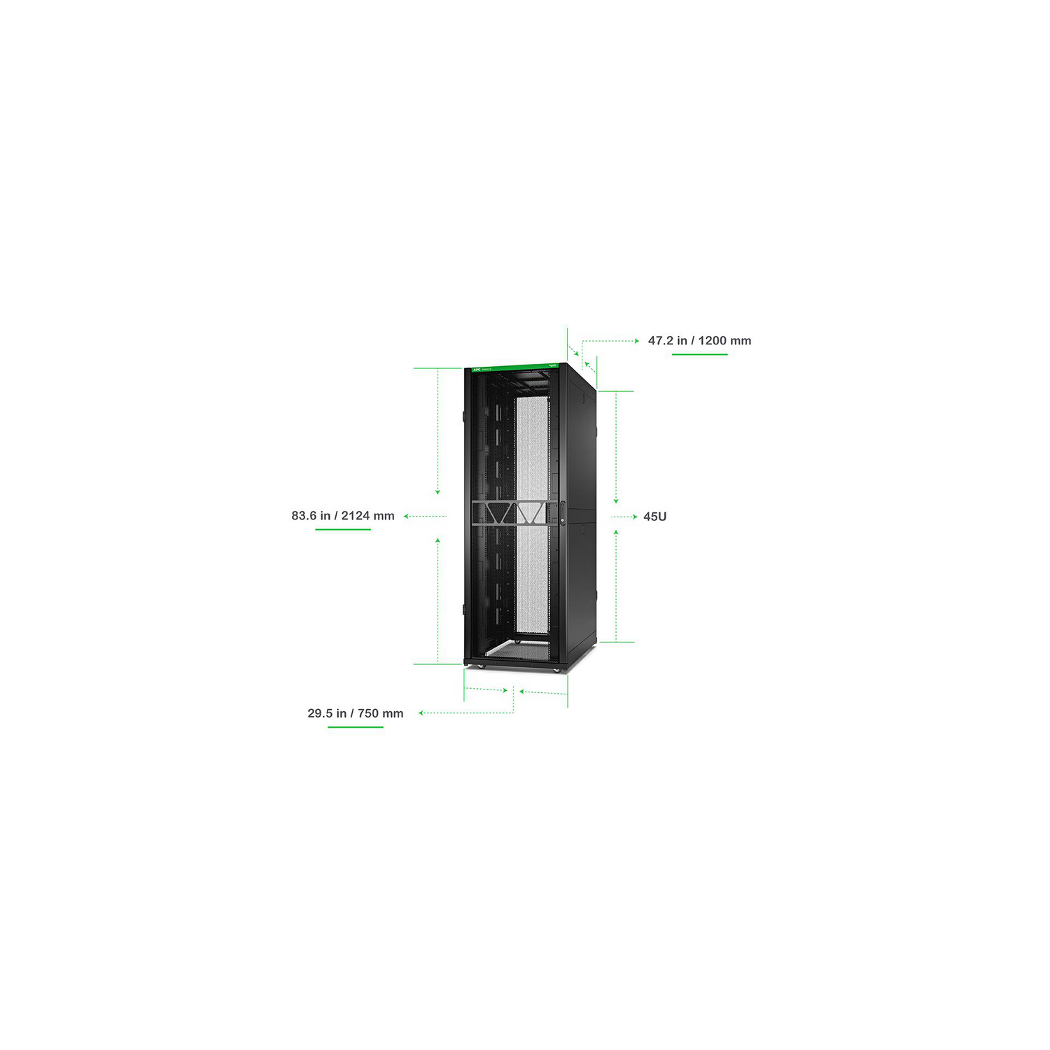 APC NetShelter SX Gen 2 45U 750 mm × 1200 mm server rack, with sides, black — view 2