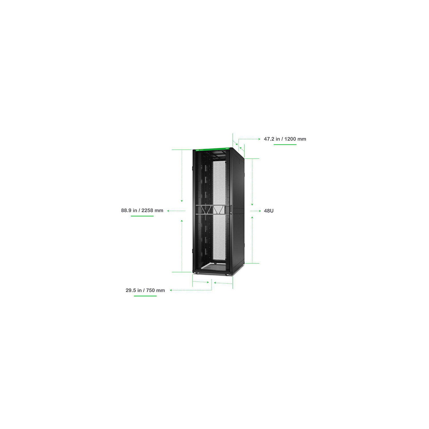 APC NetShelter SX Gen 2 48U 750 mm × 1200 mm server rack, with sides, black — view 2