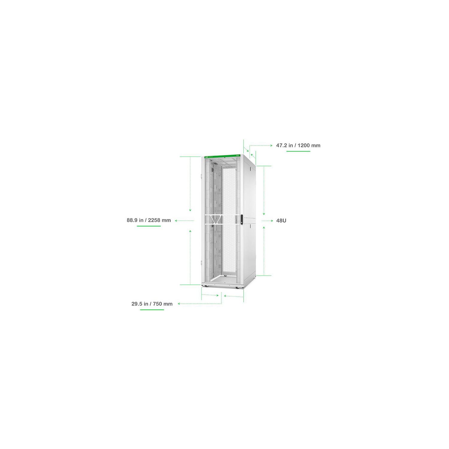 APC NetShelter SX Gen 2 48U 750 mm × 1200 mm server rack, with sides, white — view 2