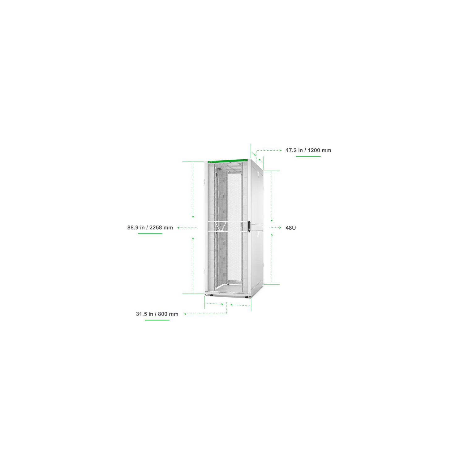 APC NetShelter SX Gen 2 48U 800 mm × 1200 mm server rack, with sides, white — view 2