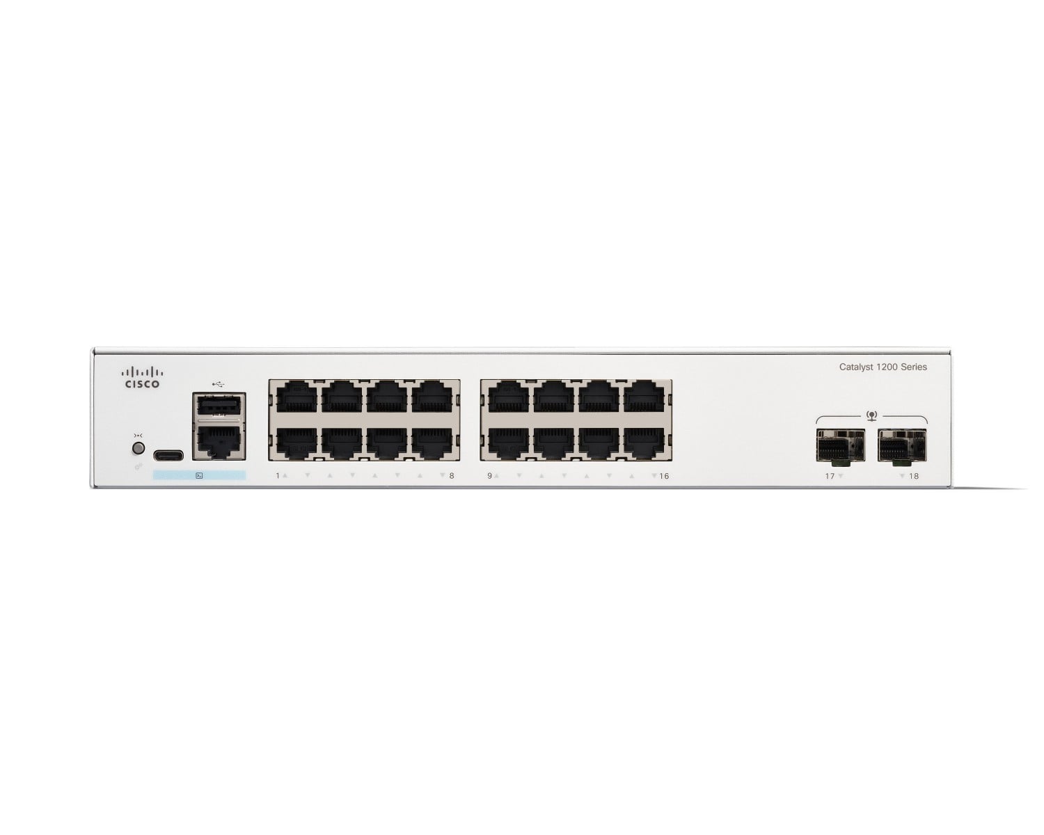 Cisco Catalyst 1200 16-port Gigabit switch, 2x 1G SFP uplinks — view 2