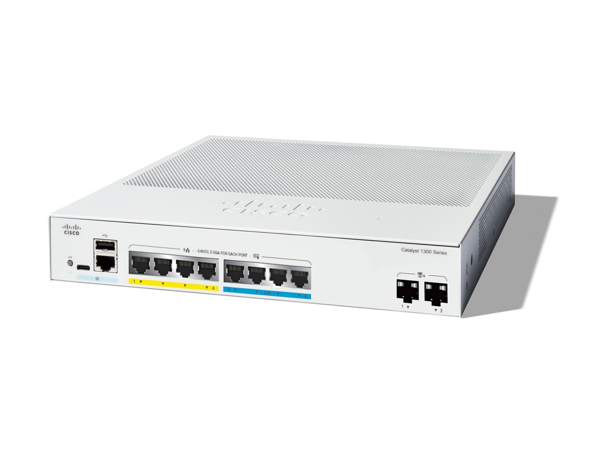 Cisco Catalyst 1300 8-port Gigabit/Multigigabit PoE+ switch, 2x 10G SFP+ uplinks — view 2