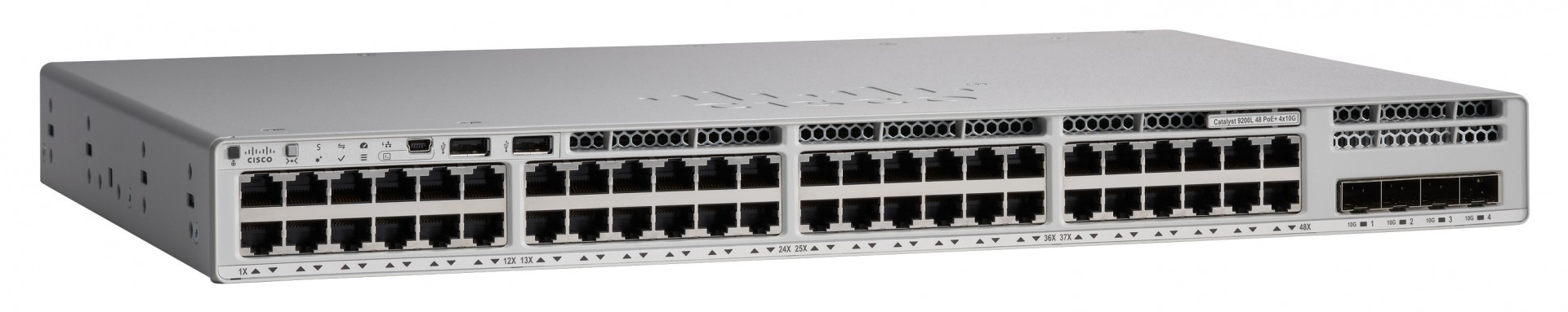 Cisco Catalyst 9200L 48-port Gigabit PoE+ switch, 4x 1G SFP uplinks, Network Essentials