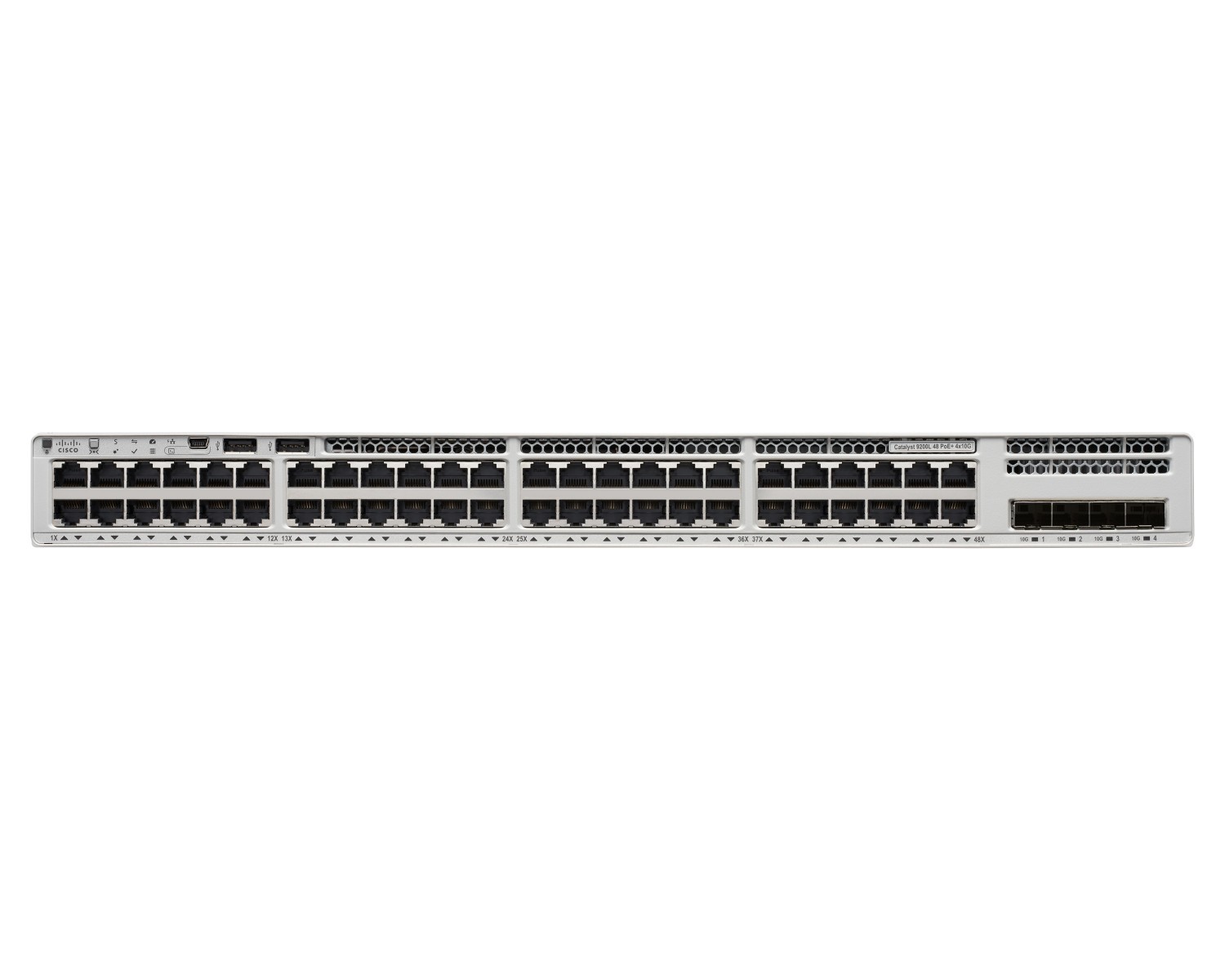 Cisco Catalyst 9200L 48-port Gigabit partial PoE+ switch, 4x 10G SFP+ uplinks, Network Advantage — view 2