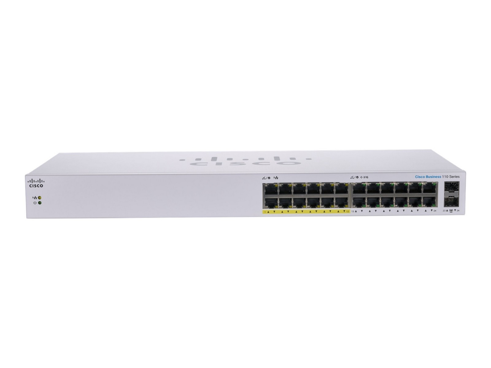 Cisco Business 110 24-port Gigabit PoE unmanaged switch, 2x 1G combo uplinks (EU power cord) — view 2