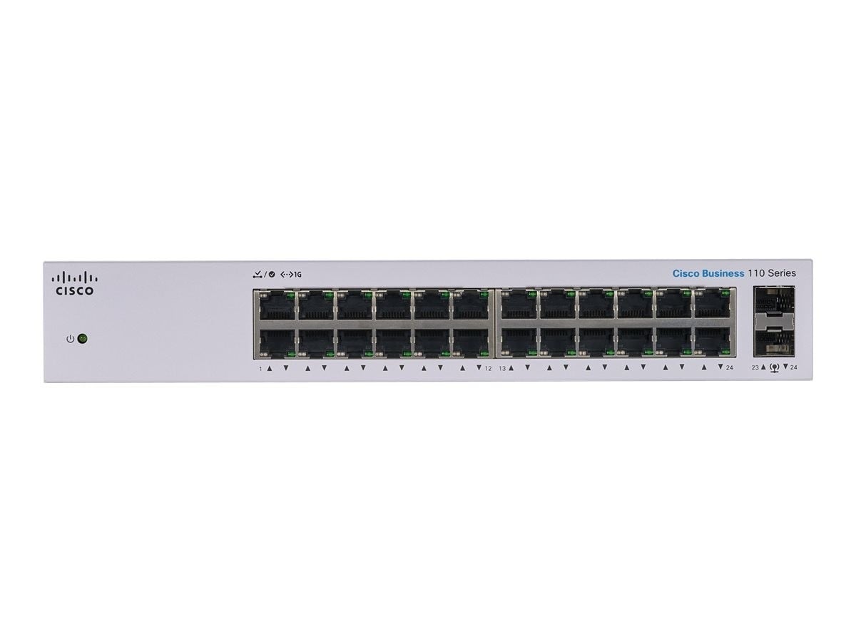 Cisco Business 110 24-port Gigabit unmanaged switch, 2x 1G combo uplinks (EU power cord) — view 2