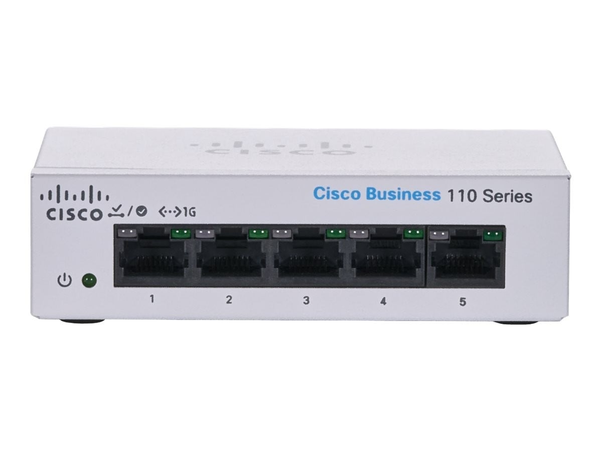 Cisco Business 110 5-port Gigabit unmanaged switch (EU power cord) — view 2