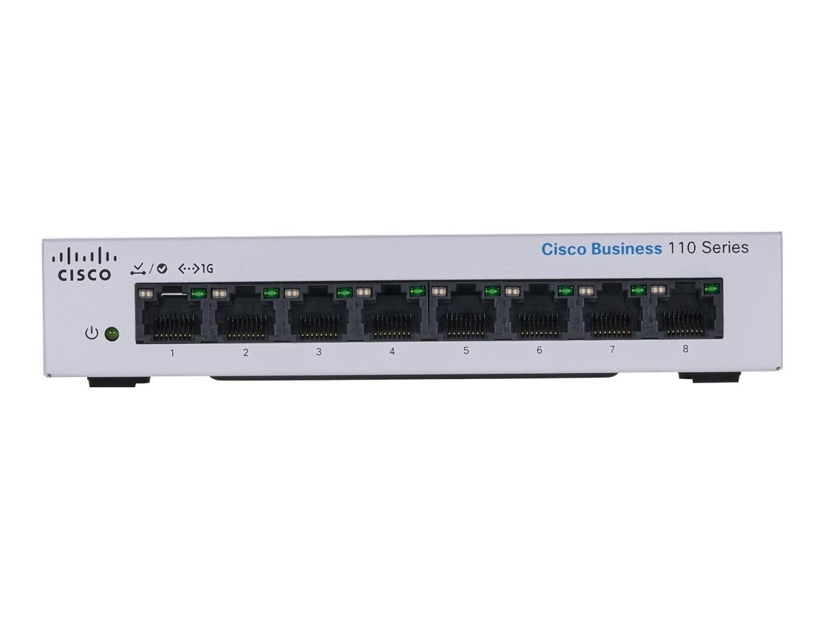 Cisco Business 110 8-port Gigabit unmanaged switch (EU power cord) — view 2