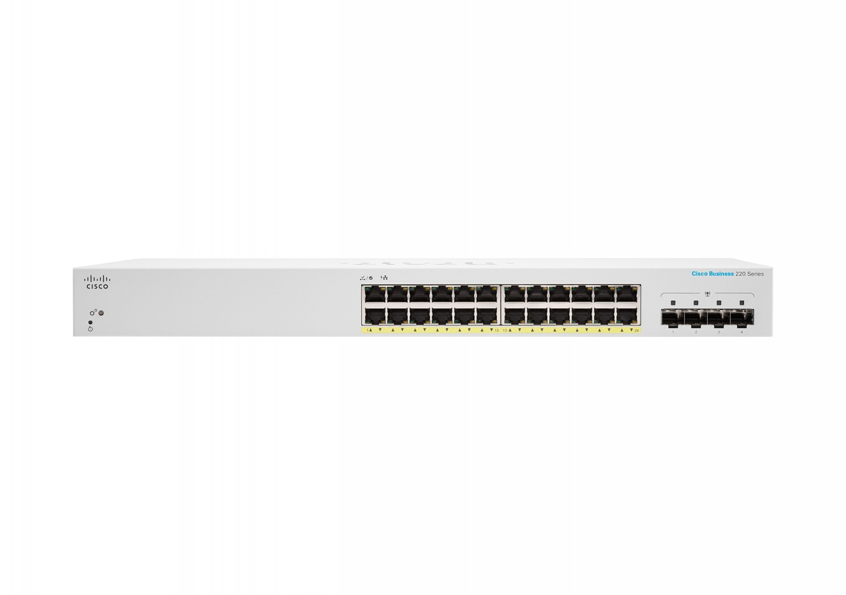 Cisco Business 220 24-port Gigabit full PoE+ smart switch, 4x 1G SFP uplinks (UK power cord) — view 2