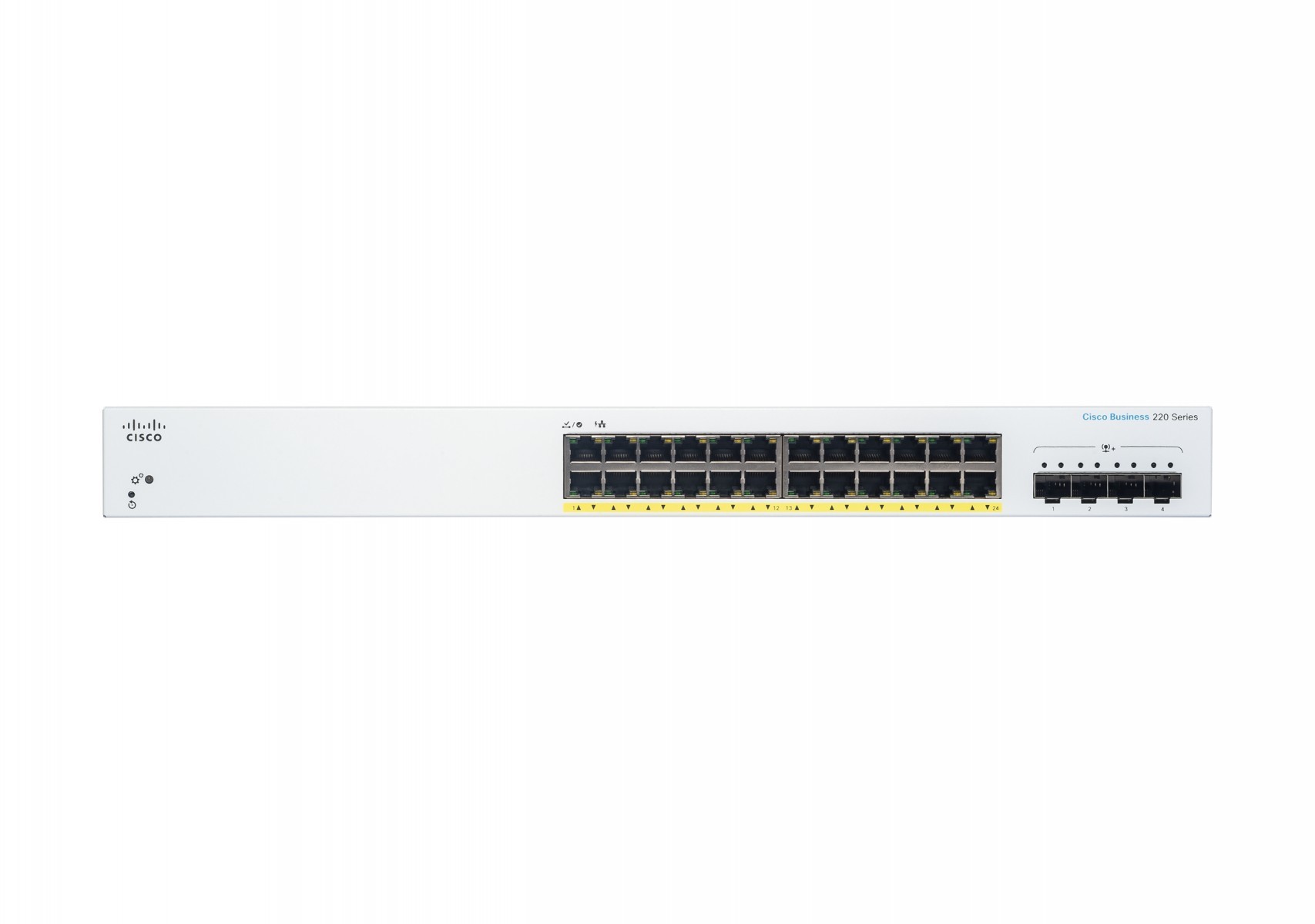 Cisco Business 220 24-port Gigabit full PoE+ smart switch, 4x 10G SFP+ uplinks (UK power cord) — view 2