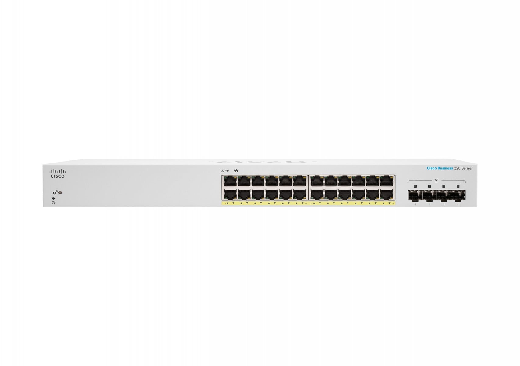 Cisco Business 220 24-port Gigabit PoE+ smart switch, 4x 1G SFP uplinks (UK power cord) — view 2