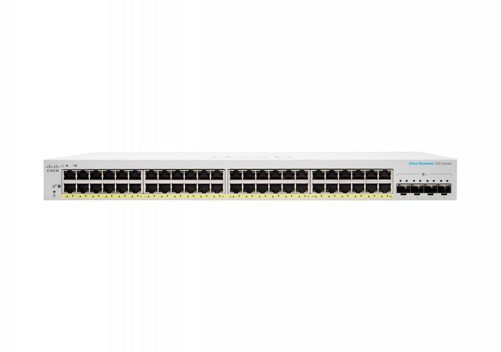 Cisco Business 220 48-port Gigabit full PoE+ smart switch, 4x 10G SFP+ uplinks (UK power cord) — view 2