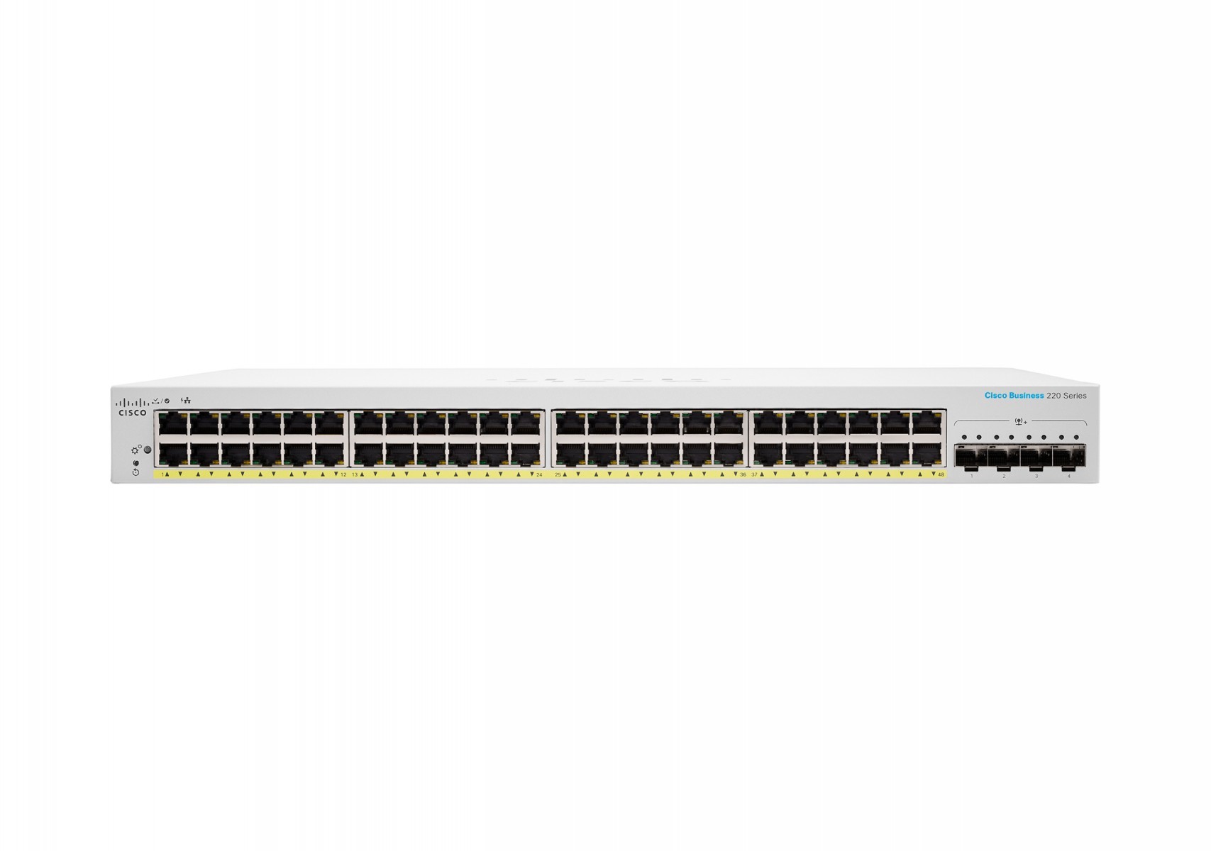 Cisco Business 220 48-port Gigabit PoE+ smart switch, 4x 10G SFP+ uplinks (UK power cord) — view 2