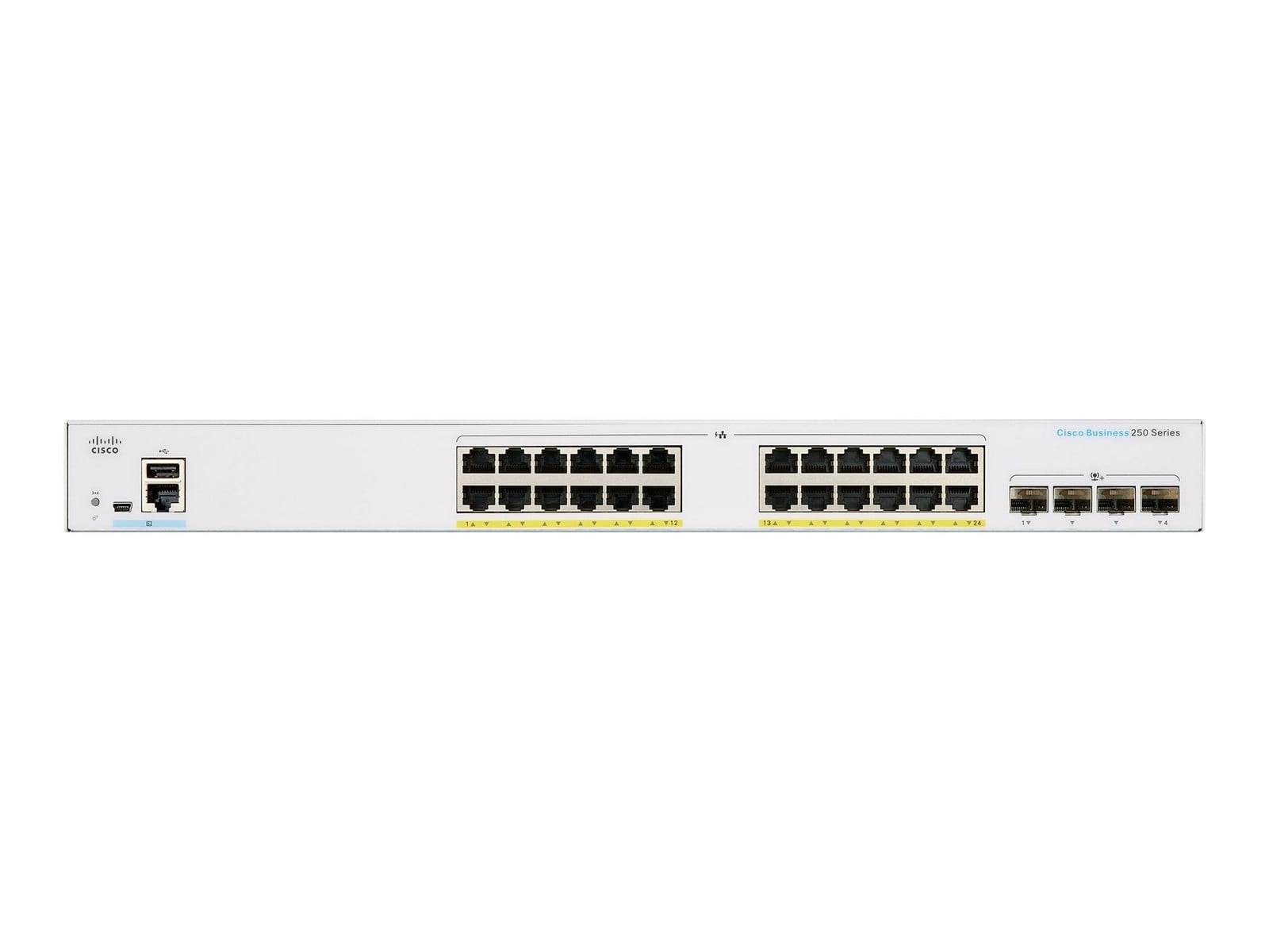 Cisco Business 250 24-port Gigabit PoE+ smart switch, 4x 10G SFP+ uplinks (UK power cord) — view 2