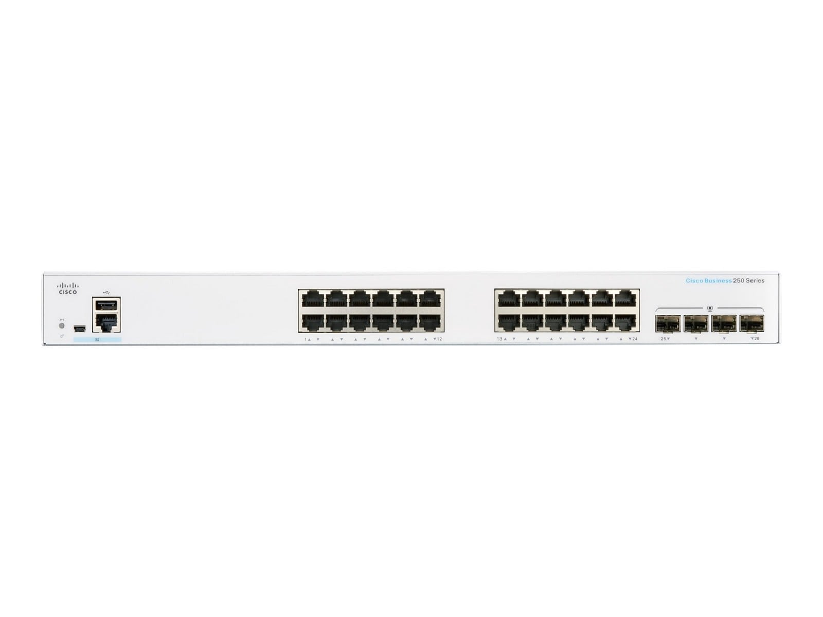 Cisco Business 250 24-port Gigabit smart switch, 4x 1G SFP uplinks (EU power cord) — view 2