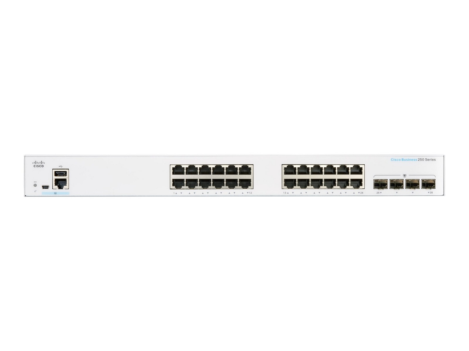 Cisco Business 250 24-port Gigabit smart switch, 4x 1G SFP uplinks (UK power cord) — view 2