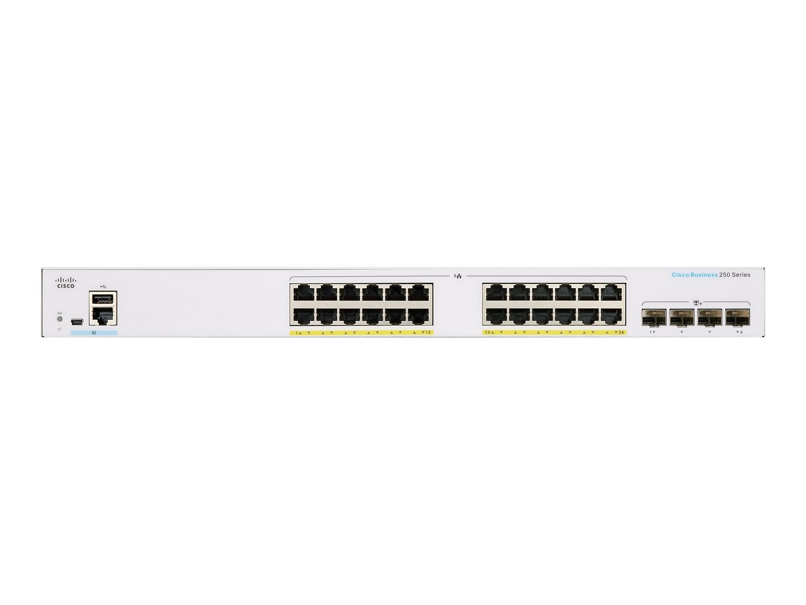 Cisco Business 250 24-port Gigabit smart switch, 4x 10G SFP+ uplinks (EU power cord) — view 2