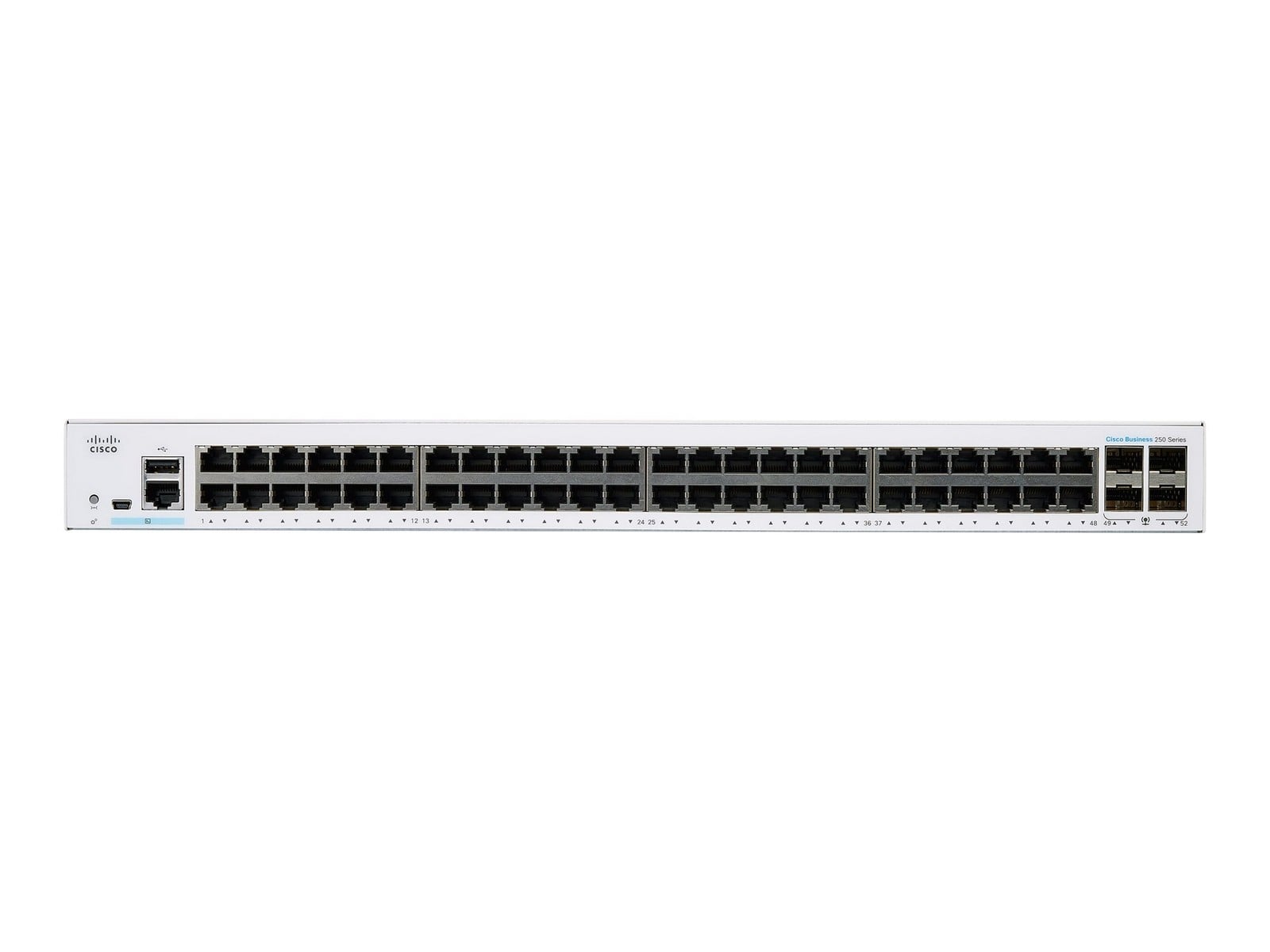 Cisco Business 250 48-port Gigabit smart switch, 4x 1G SFP uplinks (EU power cord) — view 2