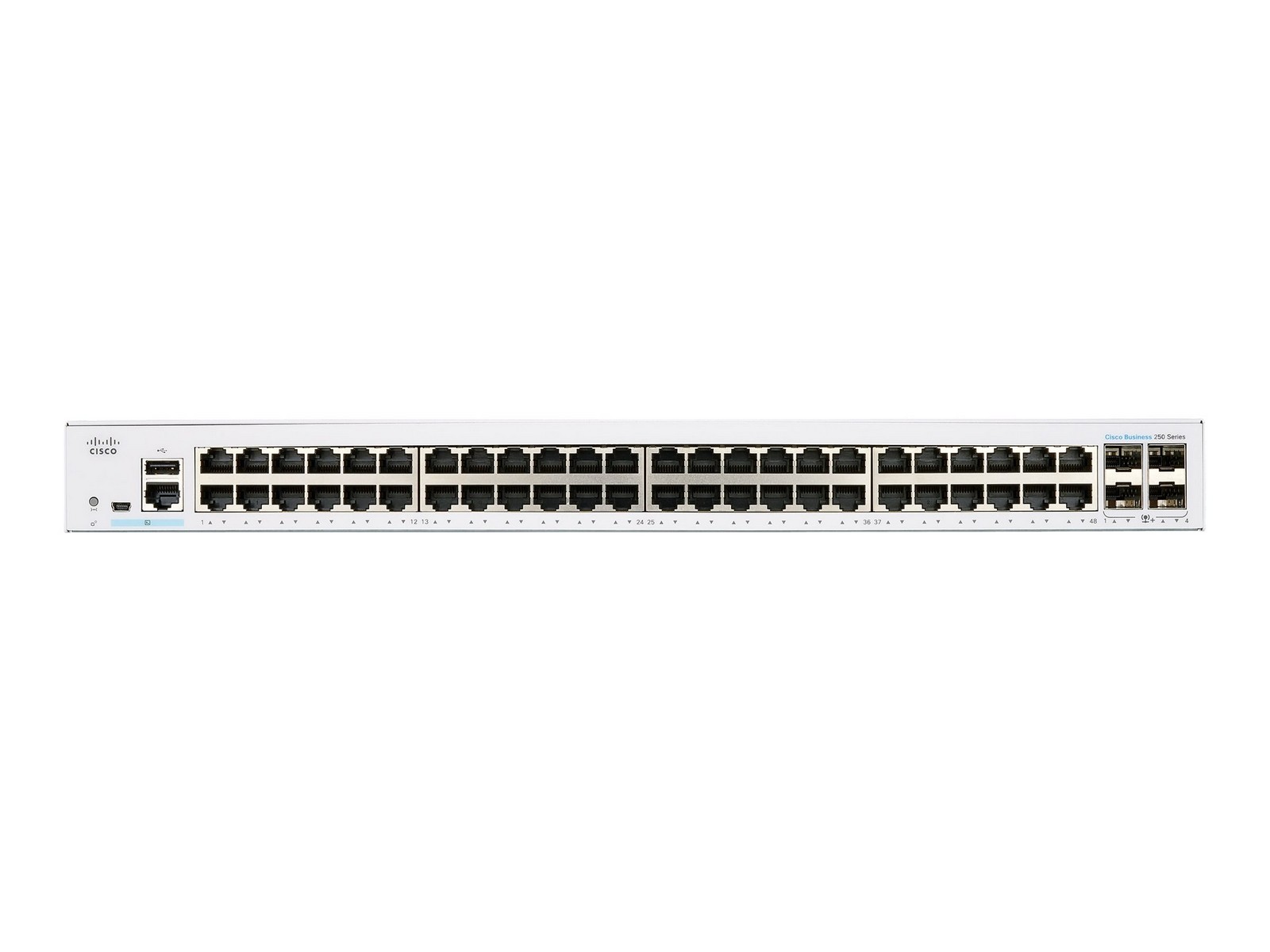 Cisco Business 250 48-port Gigabit smart switch, 4x 10G SFP+ uplinks (UK power cord) — view 2