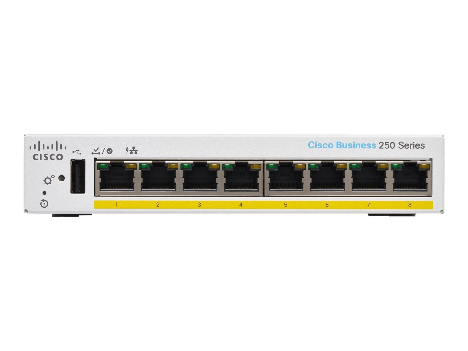 Cisco Business 250 8-port Gigabit partial PoE+ smart switch (EU power cord) — view 2