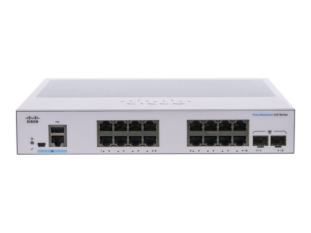 Cisco Business 350 16-port Gigabit managed switch, 2x 1G SFP uplinks (UK power cord) — view 2