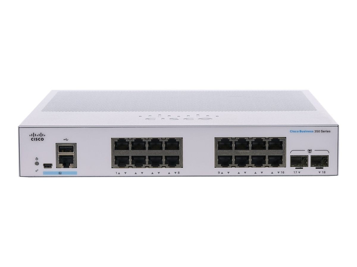 Cisco Business 350 16-port Gigabit managed switch, 2x 1G SFP uplinks (EU power cord) — view 2