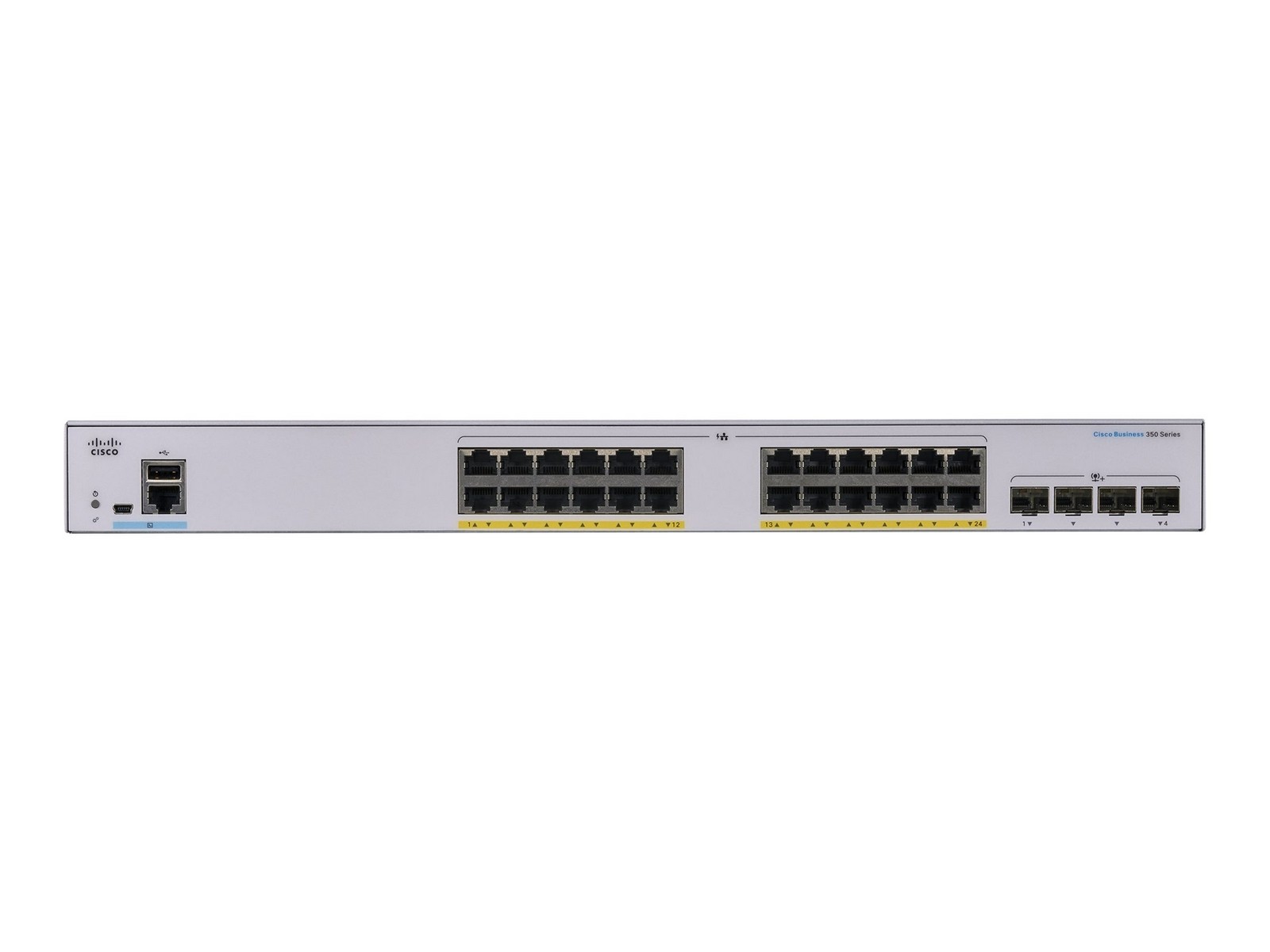 Cisco Business 350 24-port Gigabit full PoE+ managed switch, 4x 1G SFP uplinks (UK power cord) — view 2