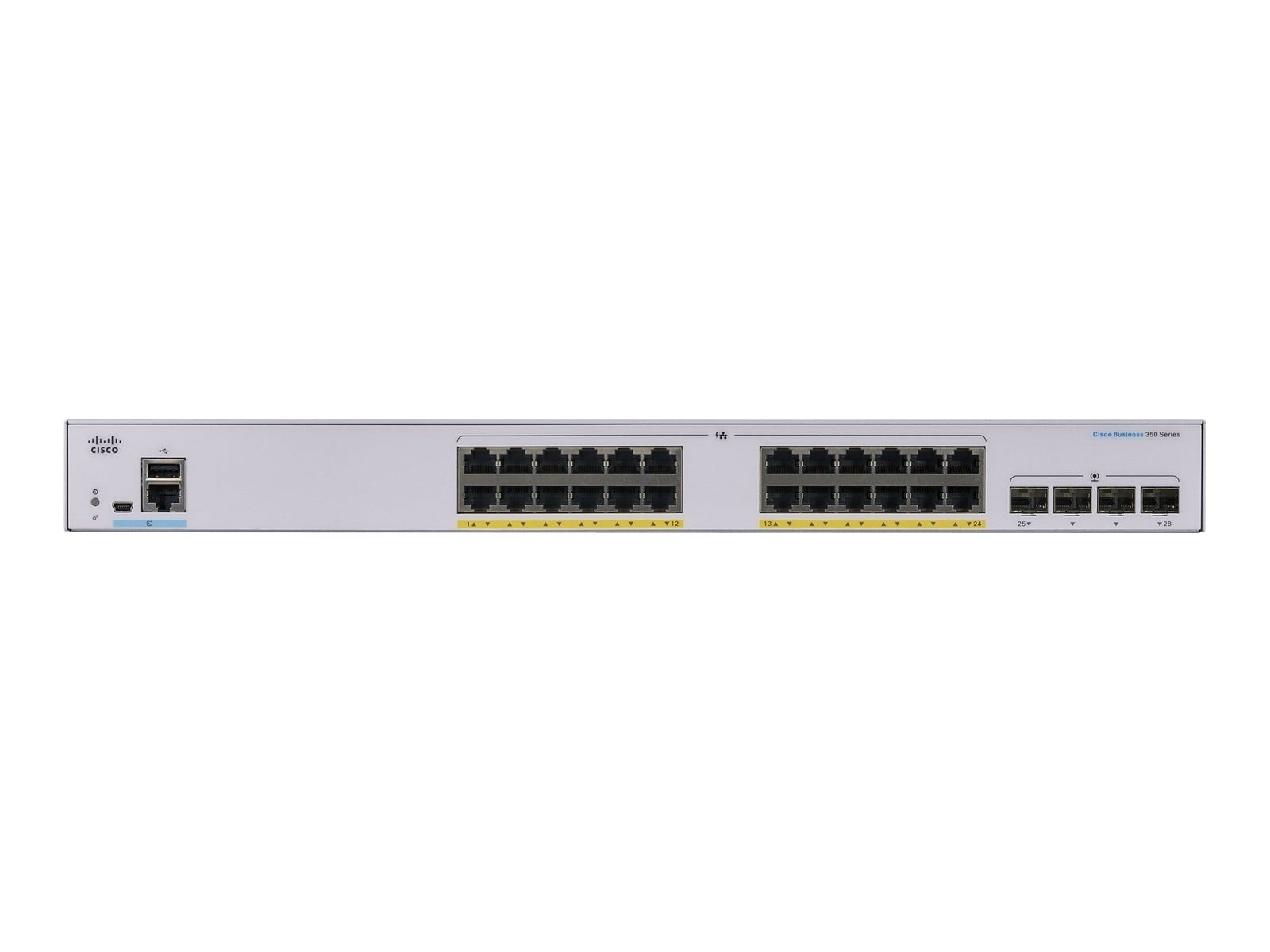 Cisco Business 350 24-port Gigabit PoE+ managed switch, 4x 1G SFP uplinks (UK power cord) — view 2