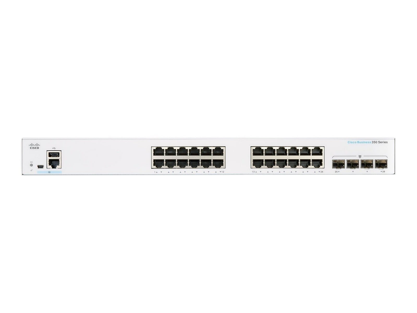 Cisco Business 350 24-port Gigabit managed switch, 4x 1G SFP uplinks (UK power cord) — view 2