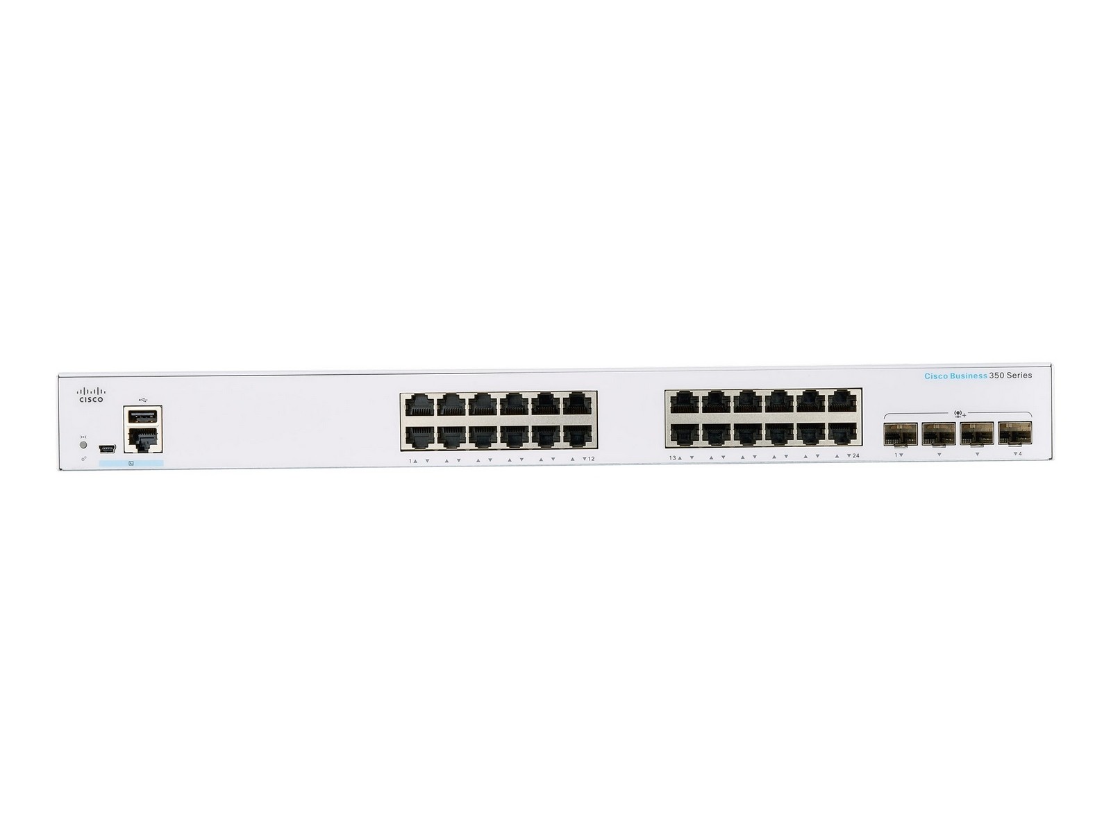 Cisco Business 350 24-port Gigabit managed switch, 4x 10G SFP+ uplinks (UK power cord) — view 2
