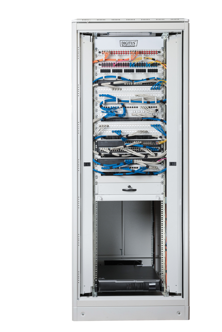DIGITUS Unique 32U 19" network cabinet, 800 × 800 mm (W × D), grey — view 2