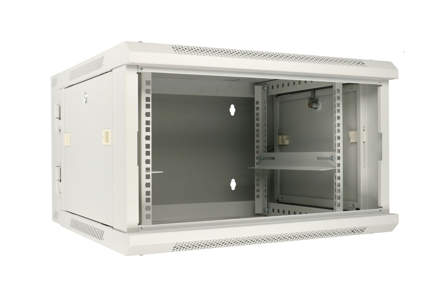 Extralink AZH 6U 600 mm × 600 mm double-section (swing) wall-mount cabinet, glass door, grey — view 2