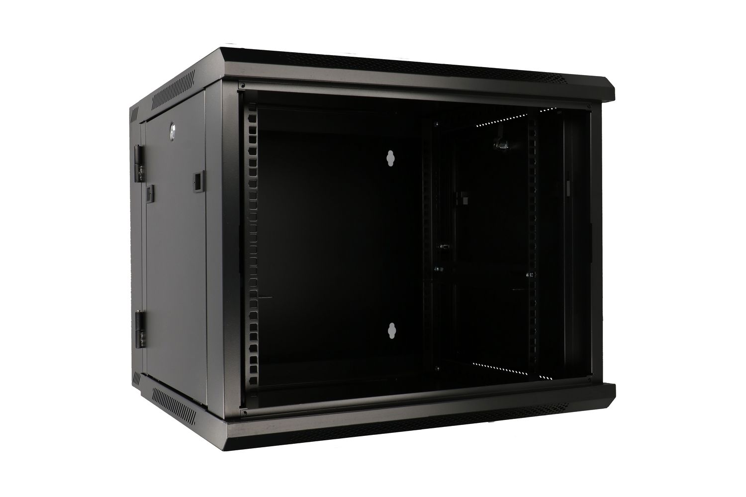 Extralink AZH 9U 600 mm × 600 mm double-section (swing) wall-mount cabinet, glass door, black — view 2