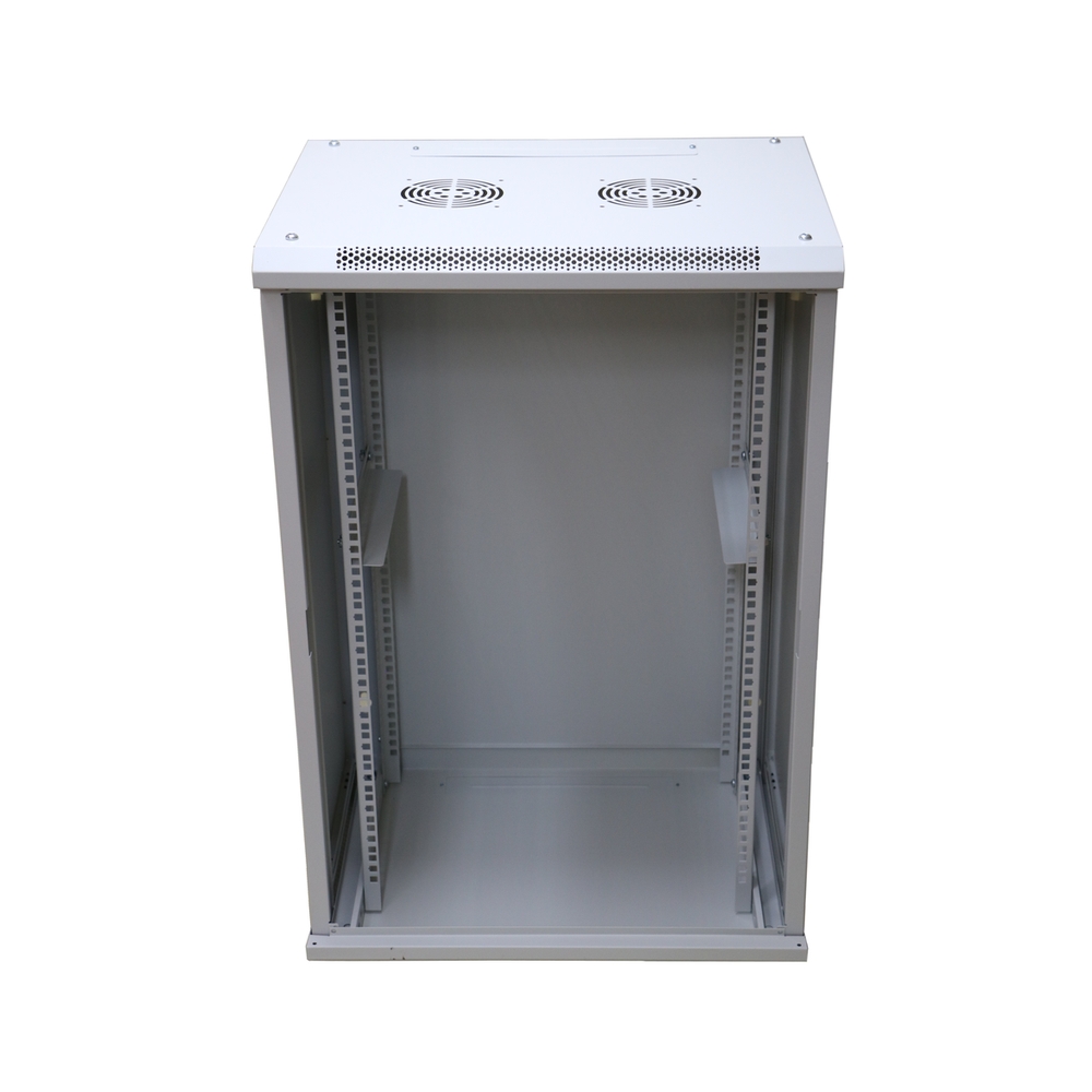 Extralink 15U 600 mm × 450 mm wall-mount rack cabinet, glass door, grey — view 3