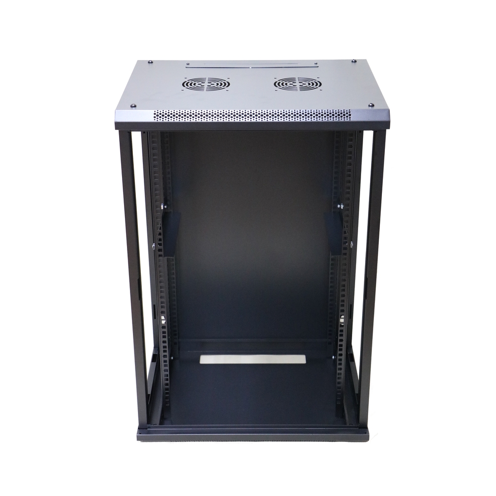 Extralink 18U 600 mm × 450 mm wall-mount rack cabinet, glass door, black — view 3