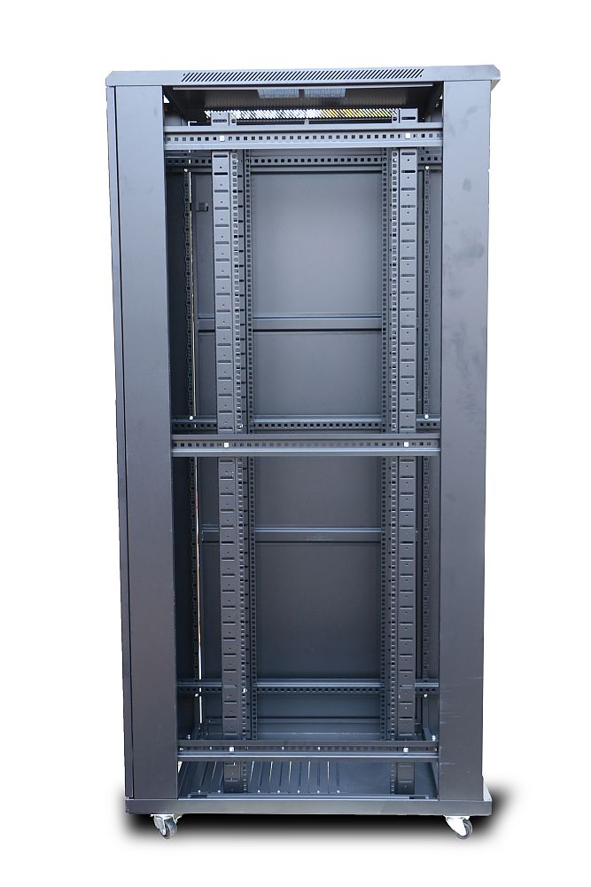 Extralink 42U 800 mm × 1000 mm floor-standing rack cabinet, glass door, black — view 3