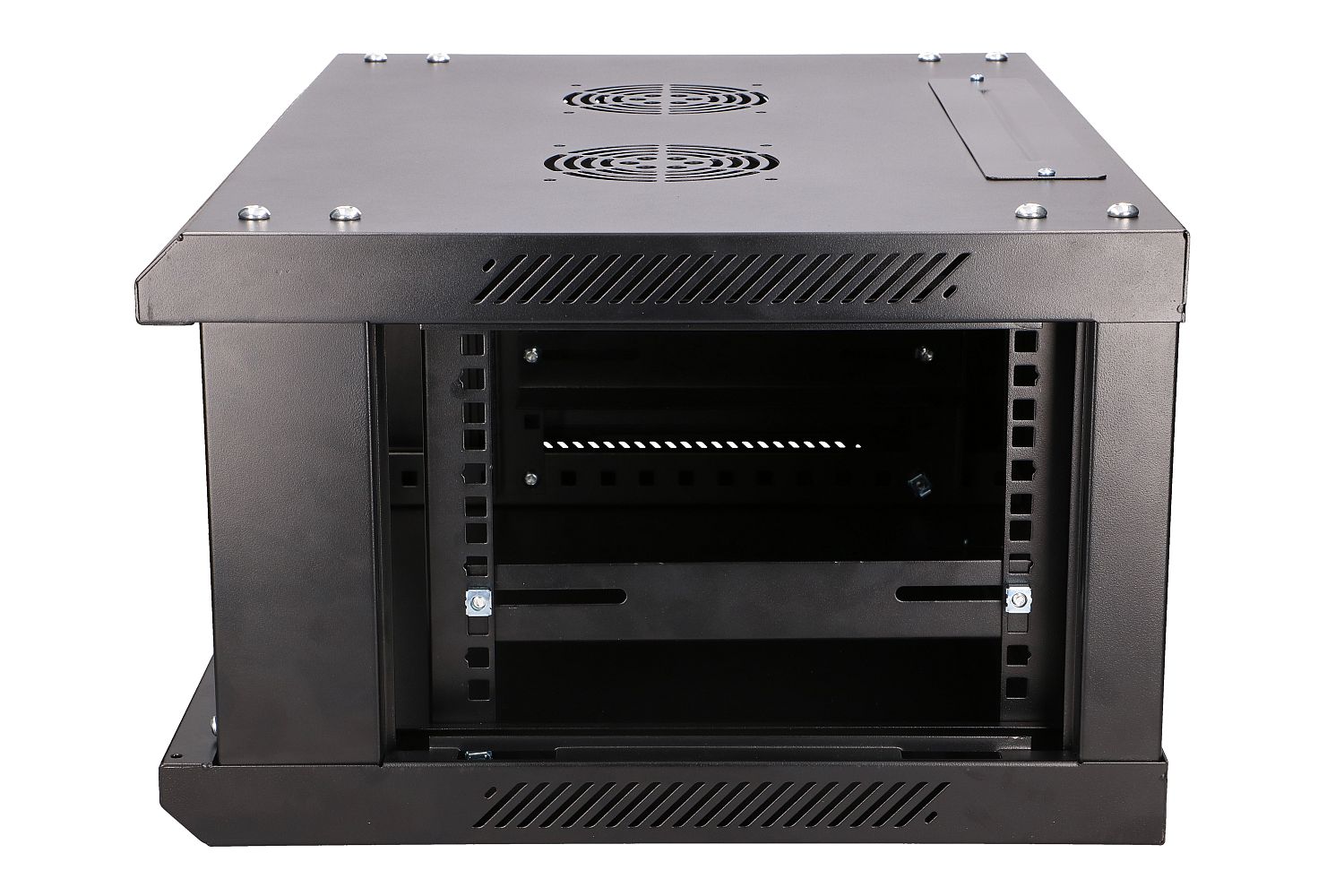 Extralink 4U 600 mm × 450 mm wall-mount rack cabinet, glass door, black — view 3