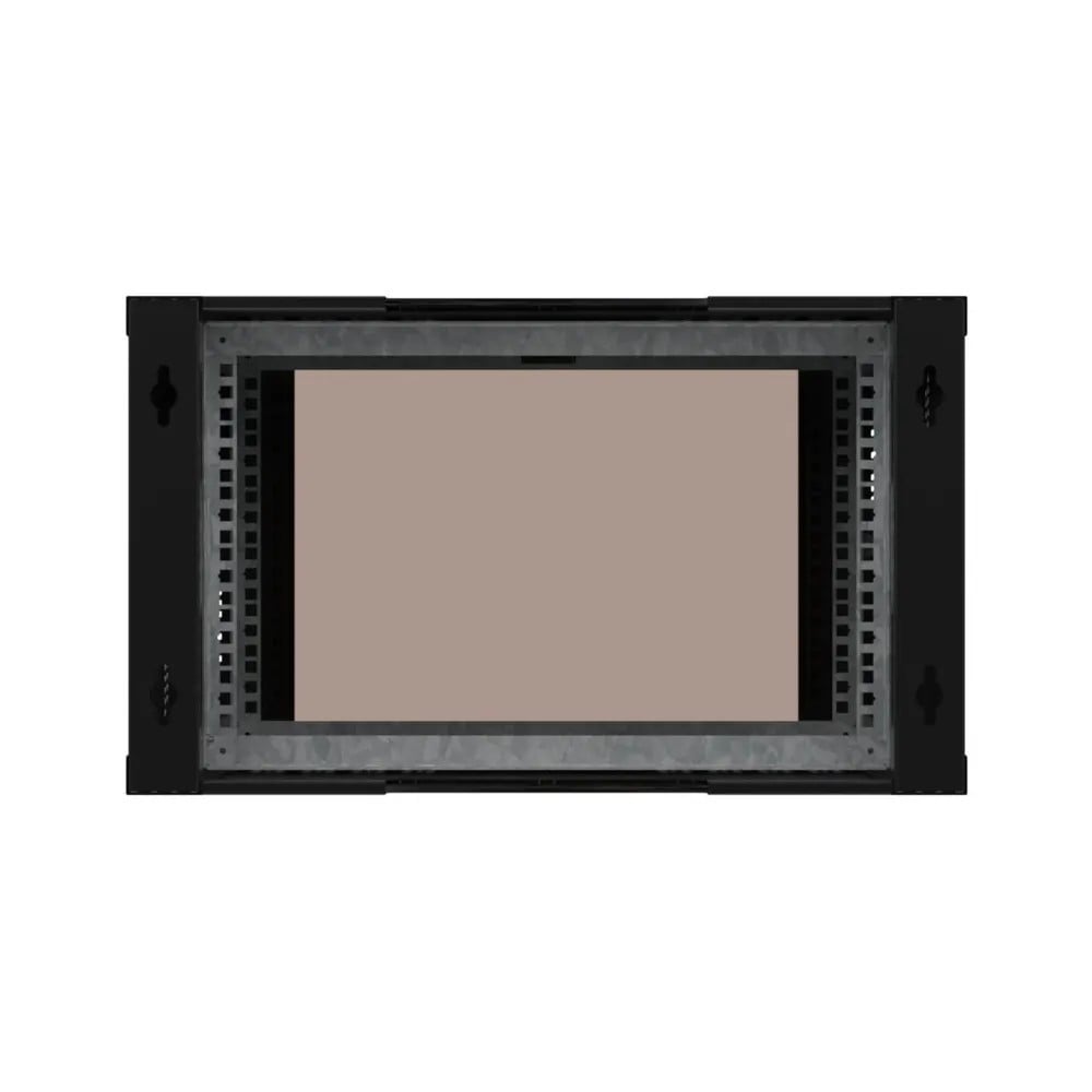 Extralink Premium 6U 600 mm × 450 mm tool-free wall-mount rack cabinet, glass door, black — view 2