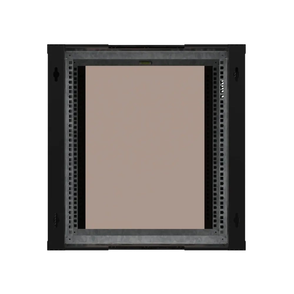 Extralink Premium 12U 600 mm × 450 mm tool-free wall-mount rack cabinet, glass door, black — view 2